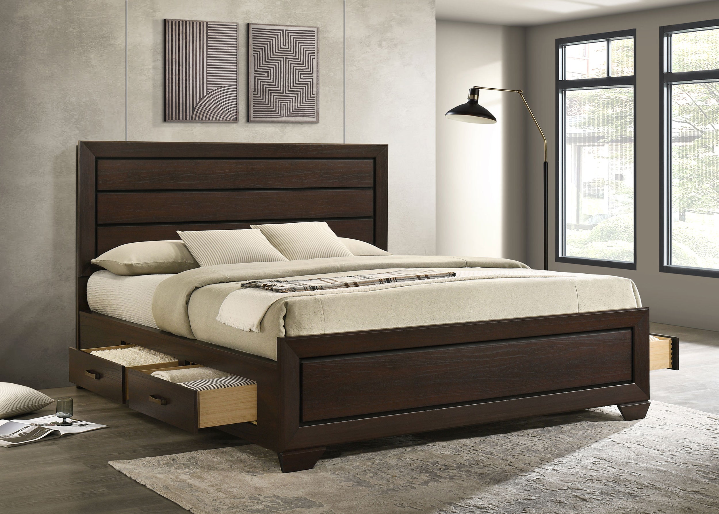 Kauffman Wood California King Storage Panel Bed Dark Cocoa — view 3