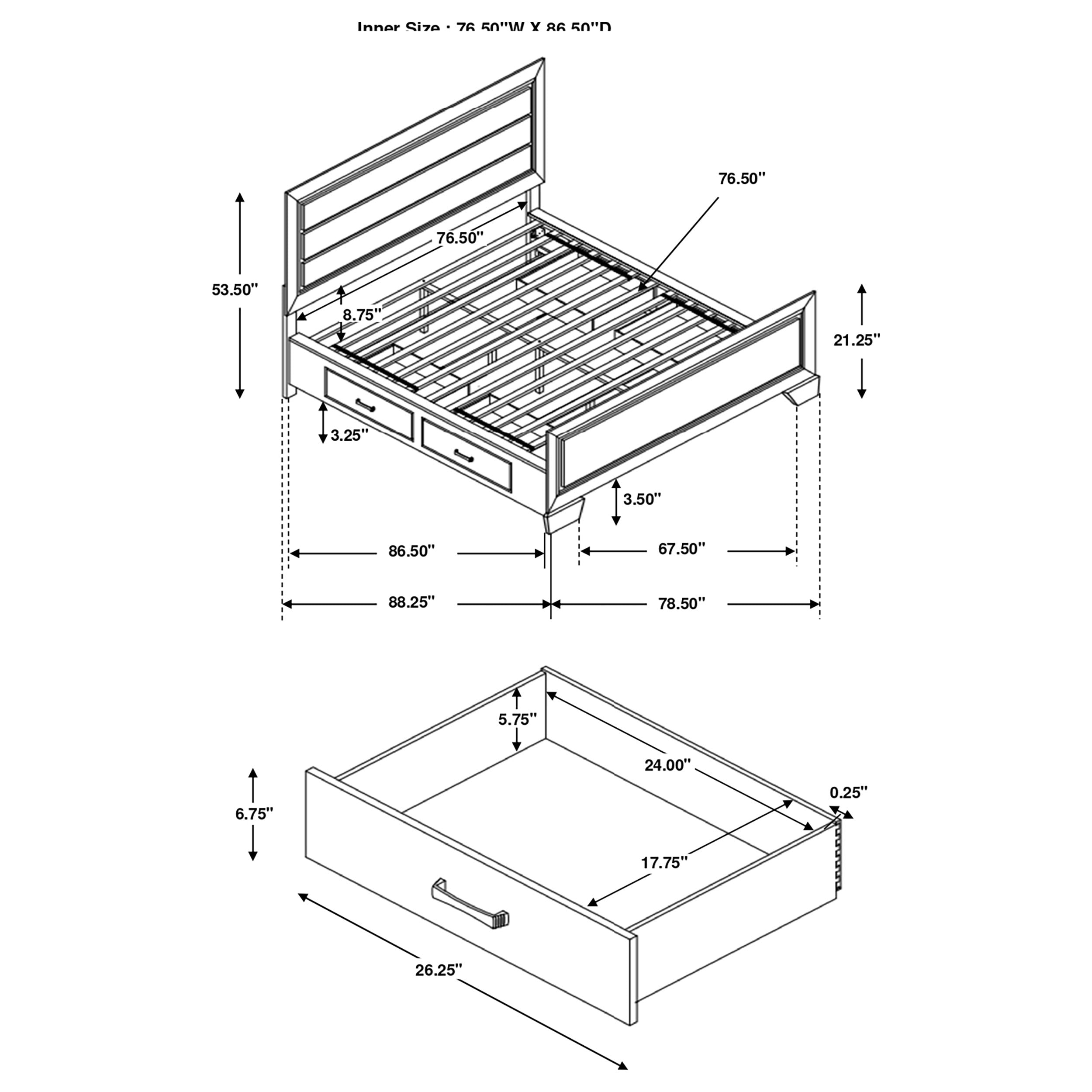 Kauffman Wood California King Storage Panel Bed Dark Cocoa — view 13
