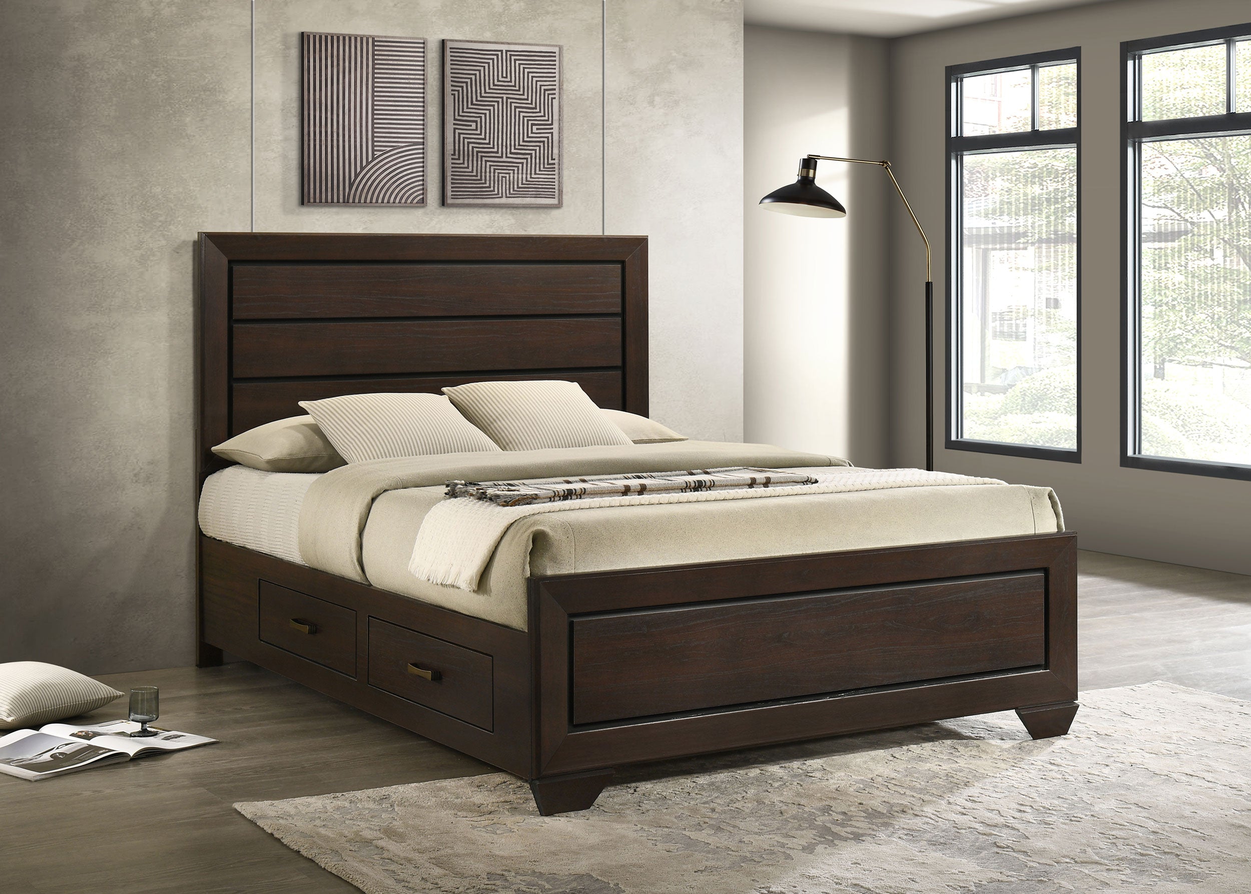 Kauffman Wood Queen Storage Panel Bed Dark Cocoa — view 2