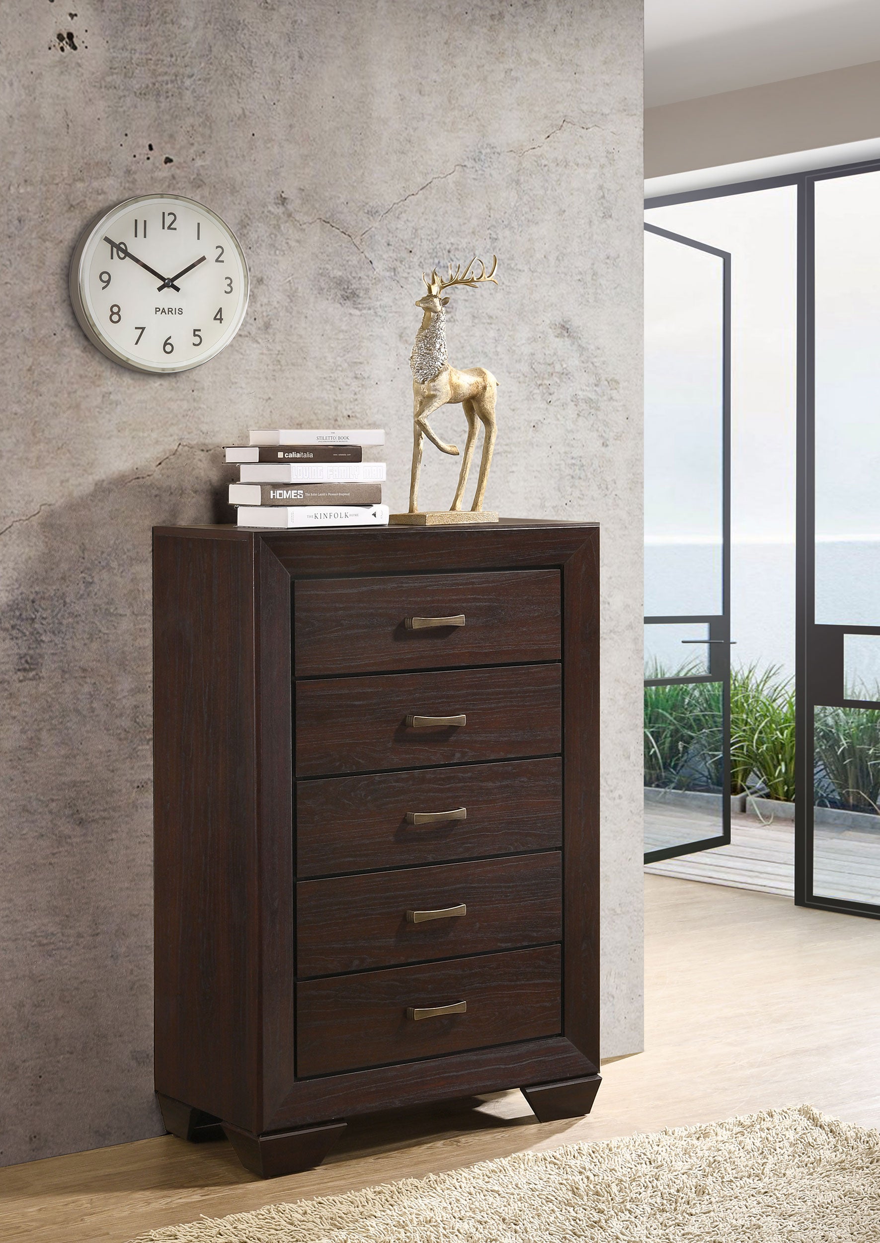 Kauffman 5-drawer Bedroom Chest Dark Cocoa — view 2