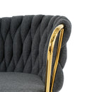 Modern Simple Linen Dining Chair With Plated Metal Legs (Set of 2)