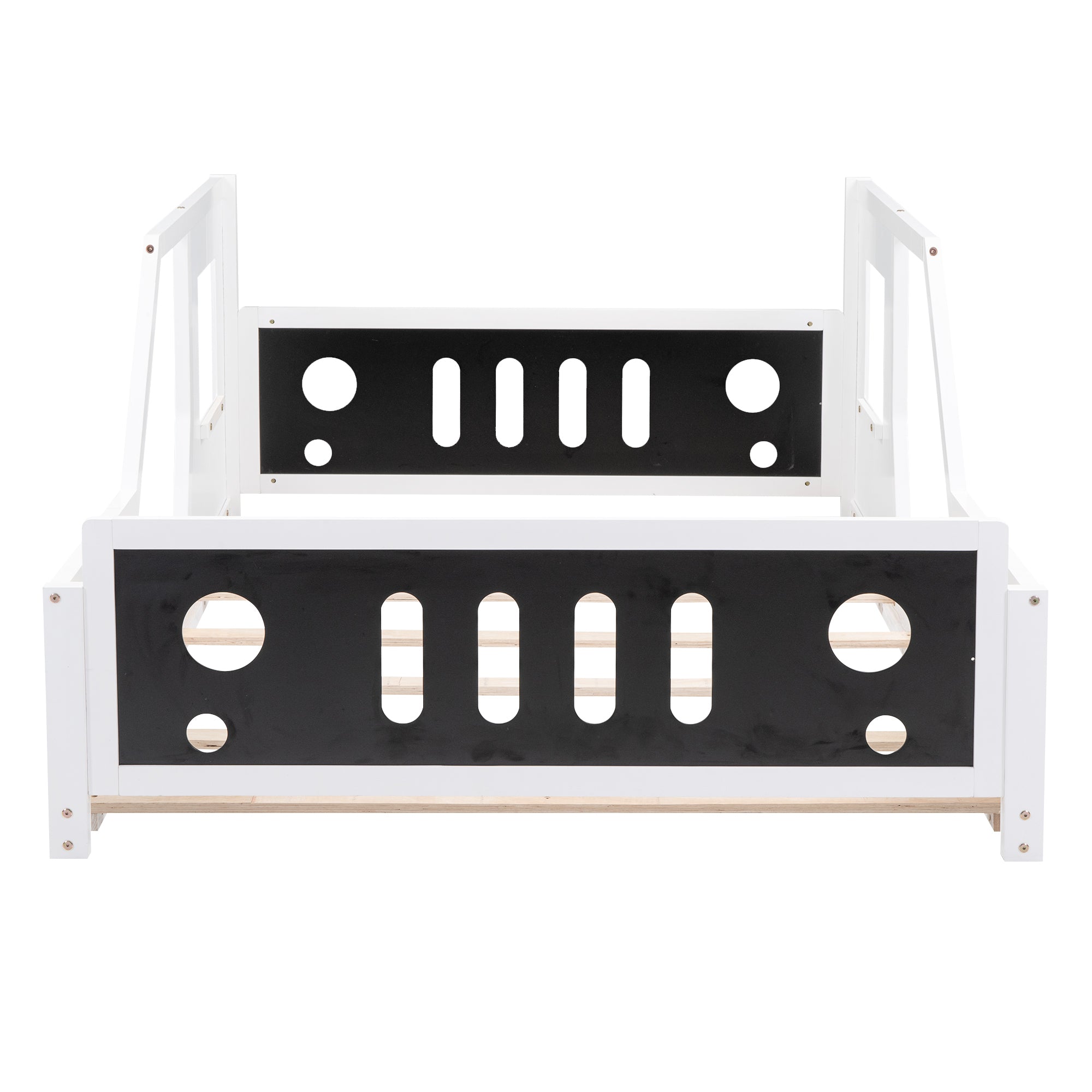 Full Size Classic Car-Shaped Platform Bed with Wheels,White