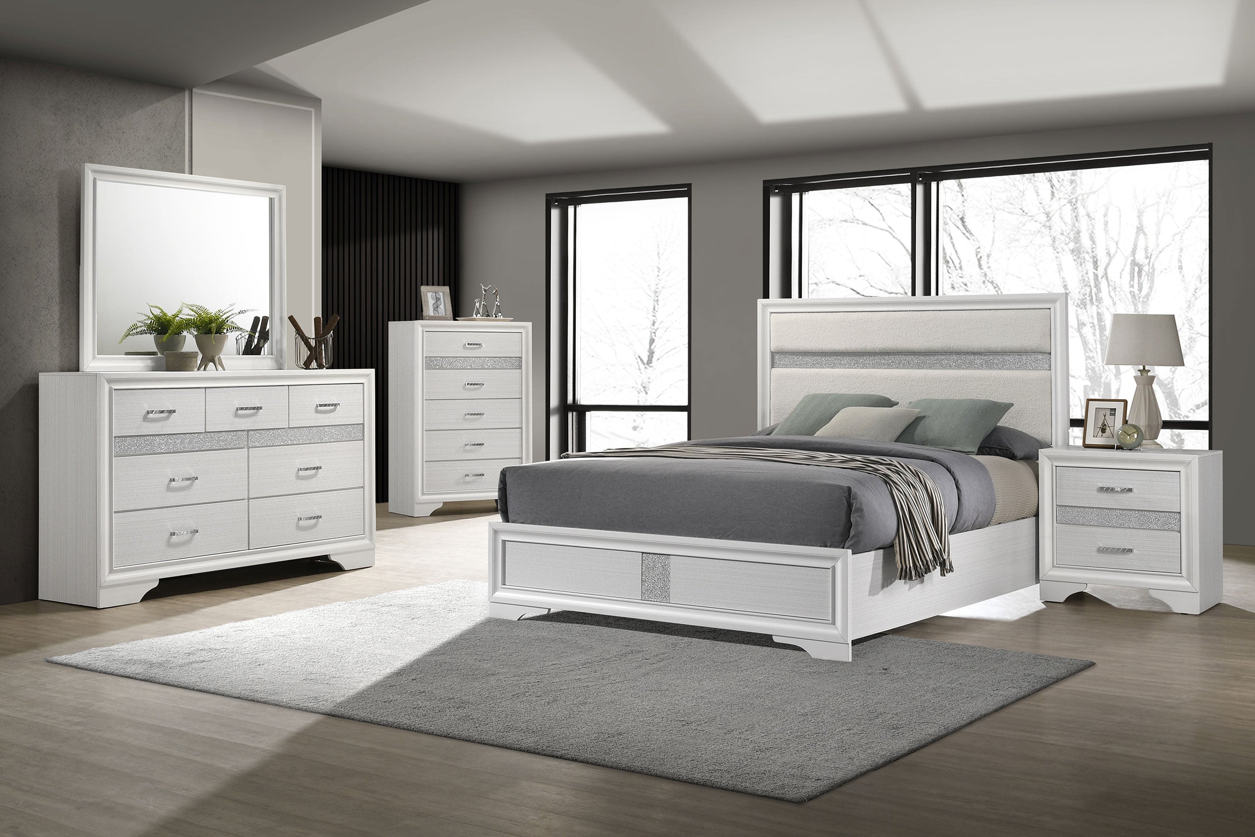 Miranda 54-inch Upholstered Full Panel Bed White — view 12