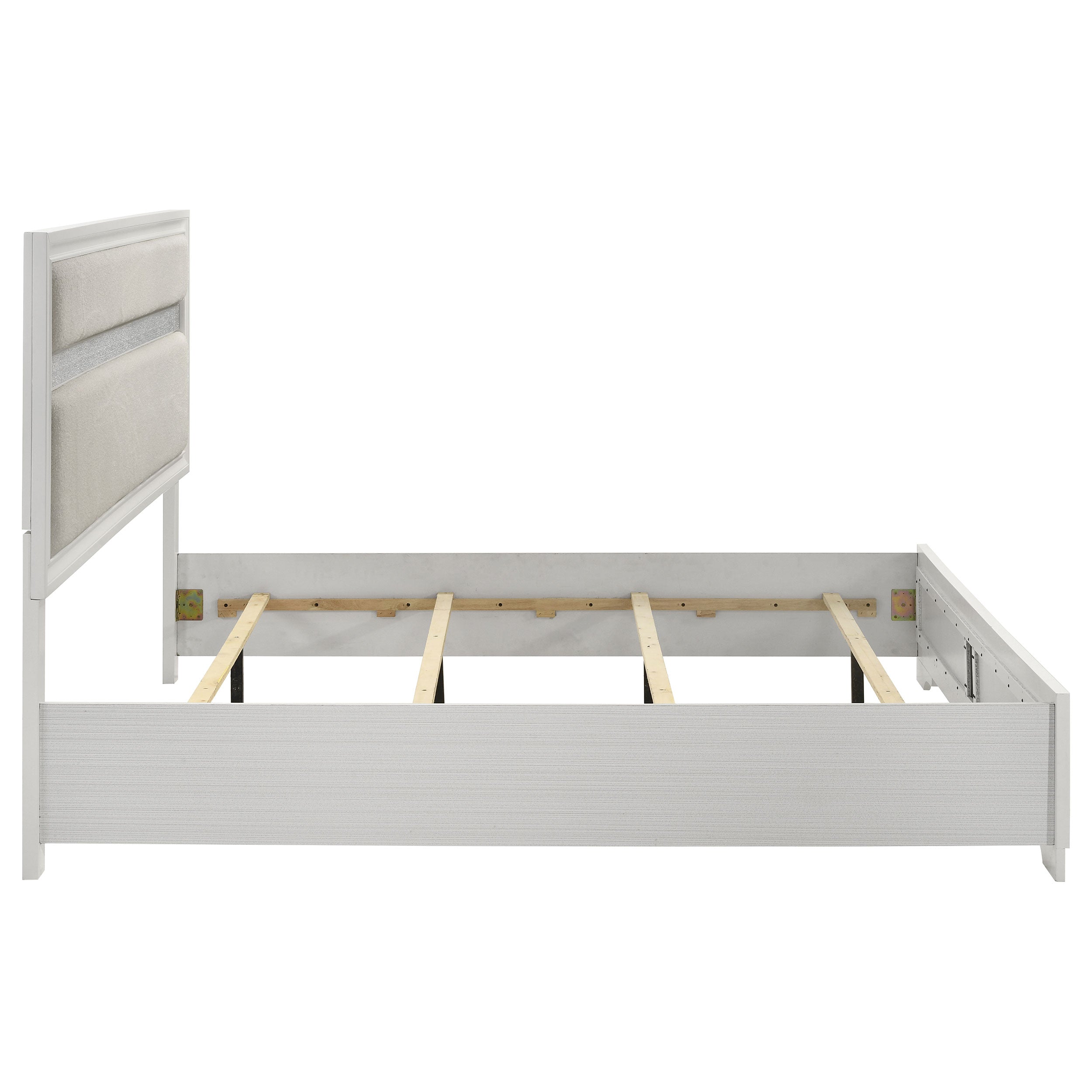 Miranda 54-inch Upholstered Eastern King Panel Bed White — view 6