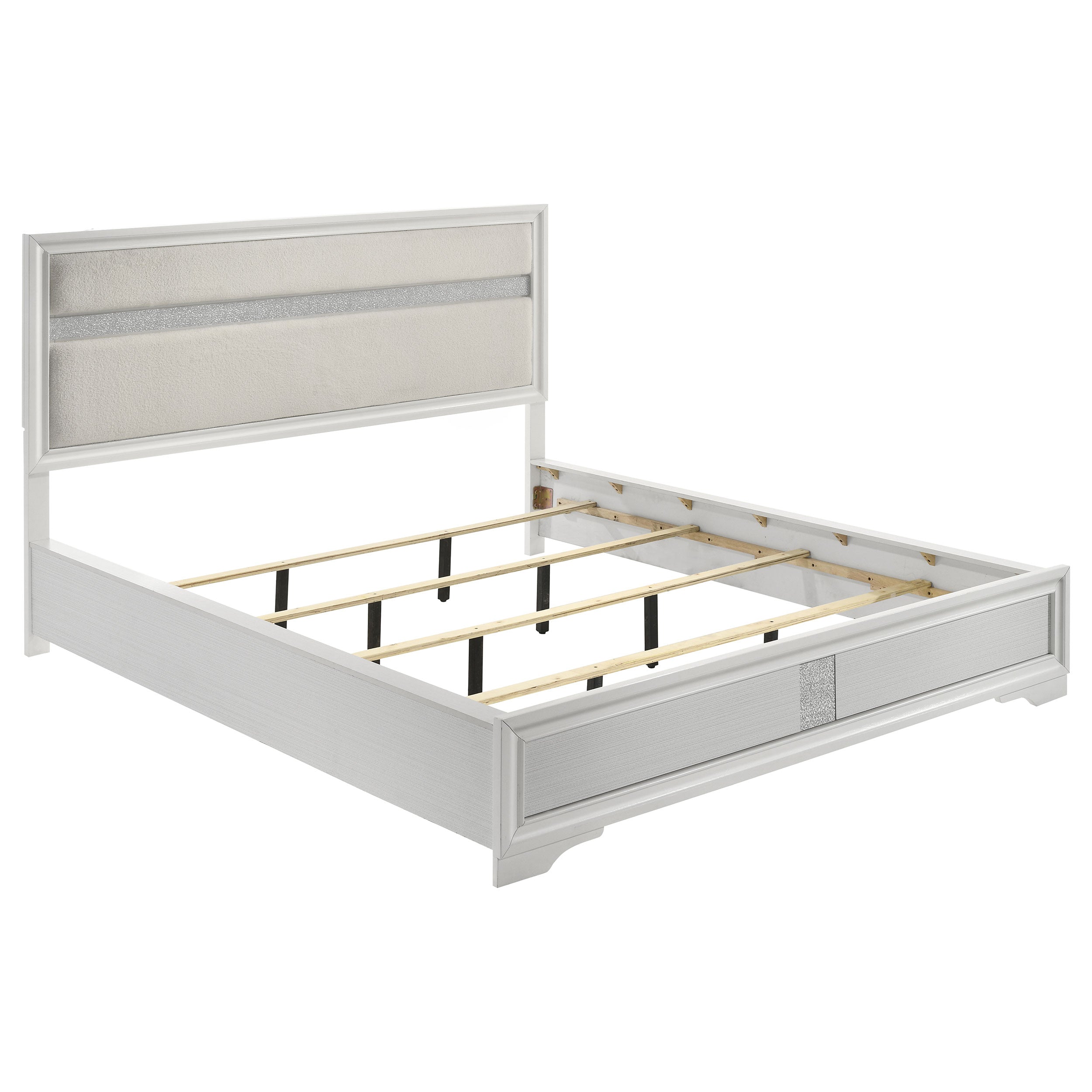 Miranda 54-inch Upholstered California King Panel Bed White — view 1