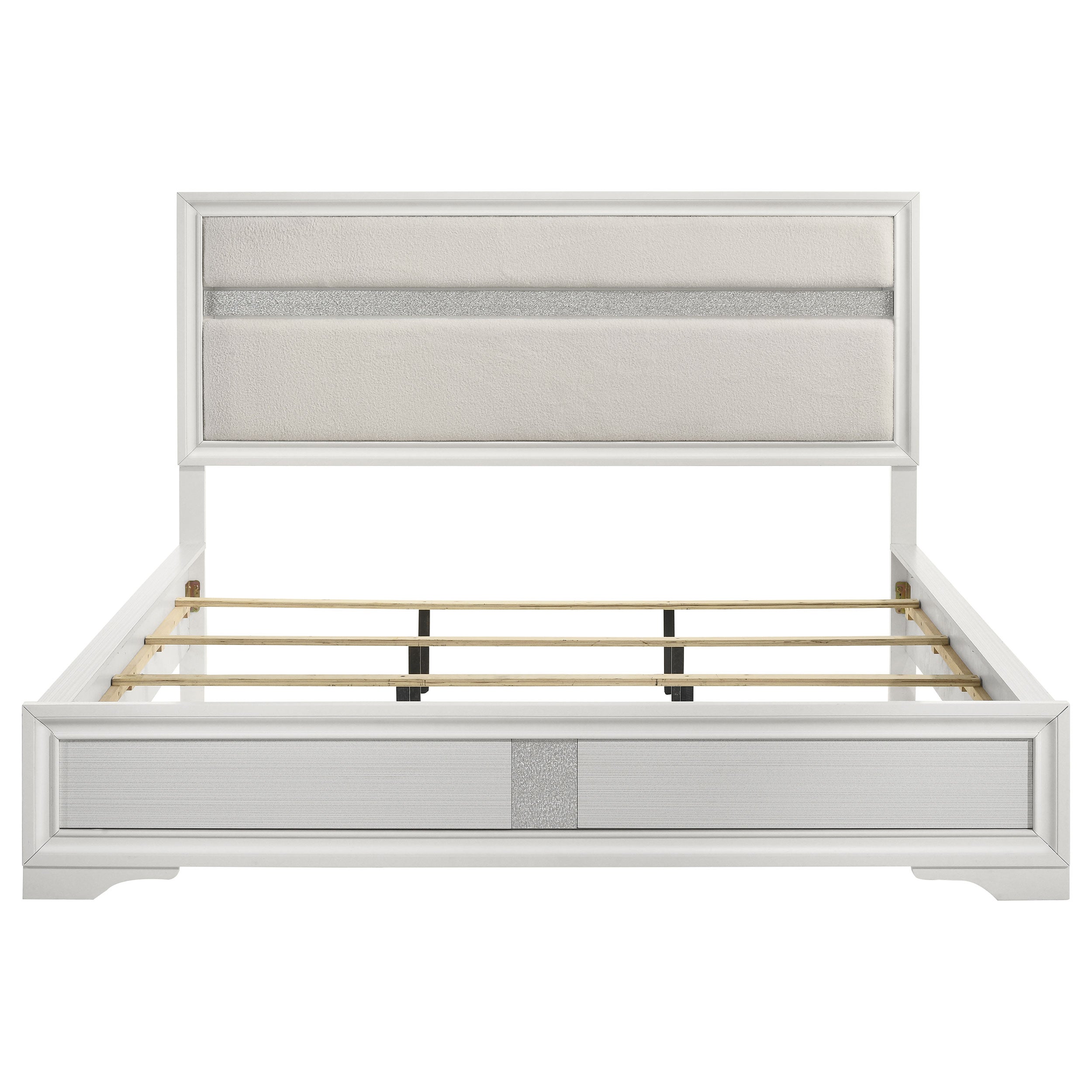 Miranda 54-inch Upholstered California King Panel Bed White — view 4