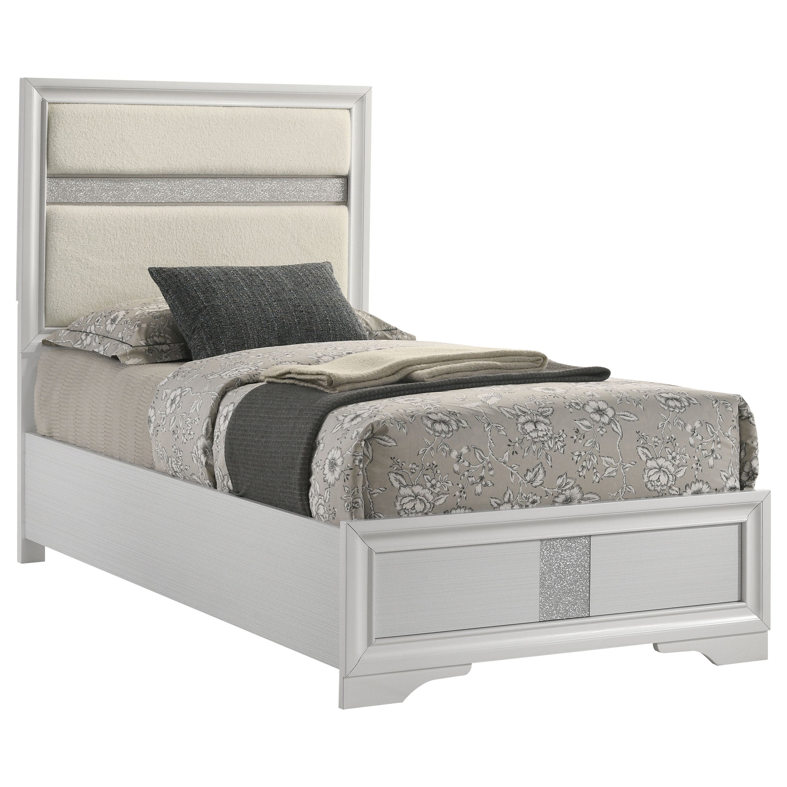 Miranda 54-inch Upholstered Twin Panel Bed White — view 3