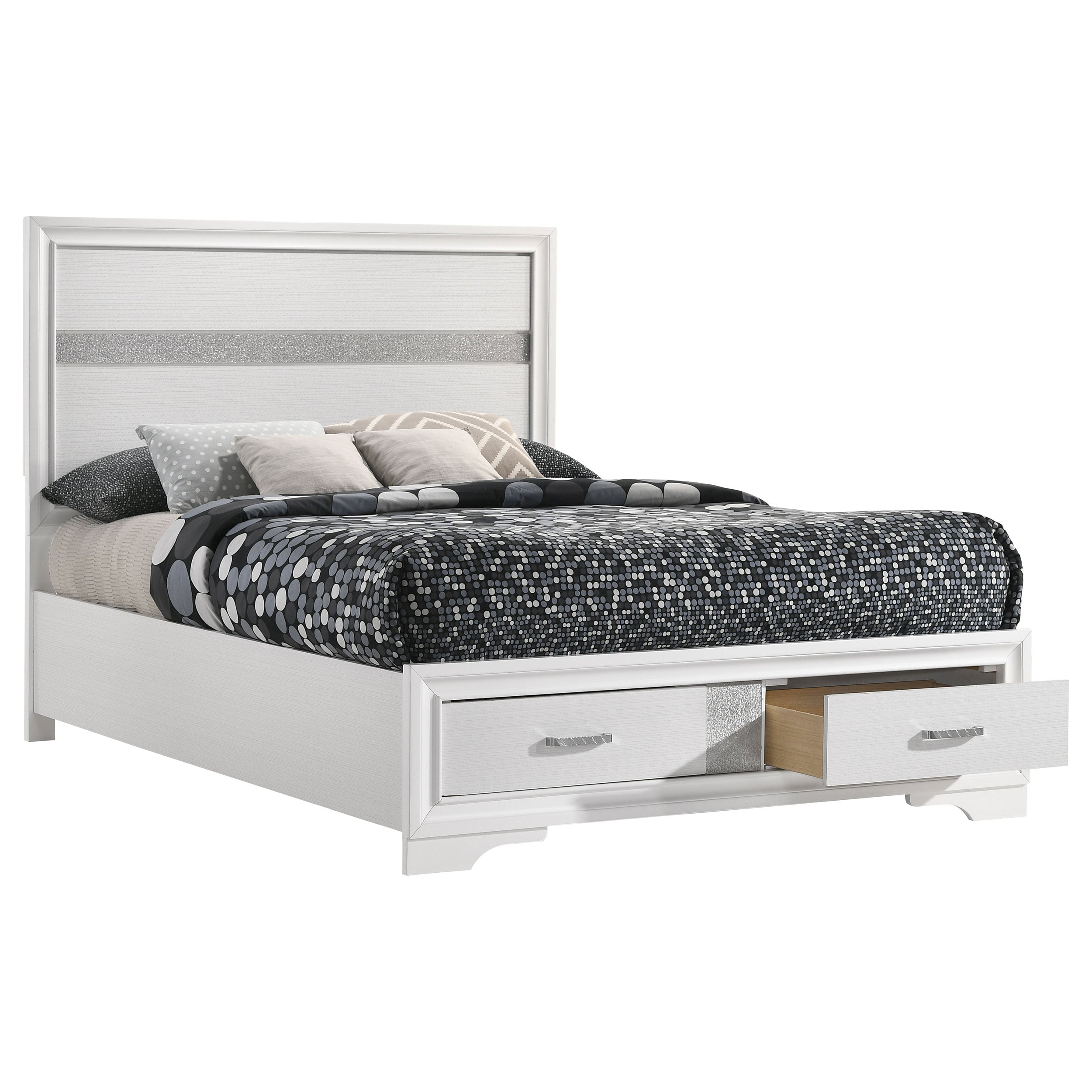 Miranda 51-inch Wood Full Storage Panel Bed White — view 3