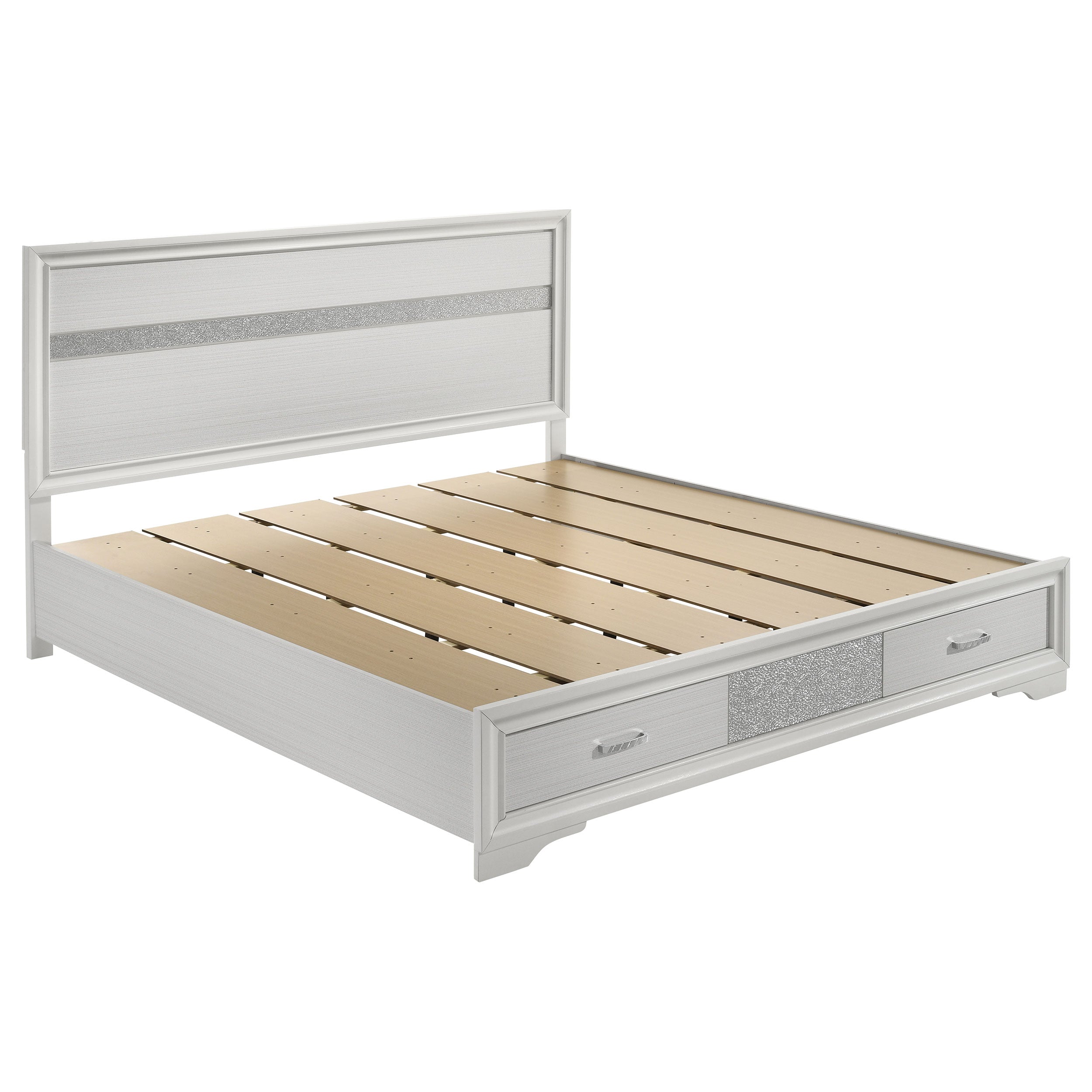 Miranda 51-inch Wood Eastern King Storage Panel Bed White — view 1