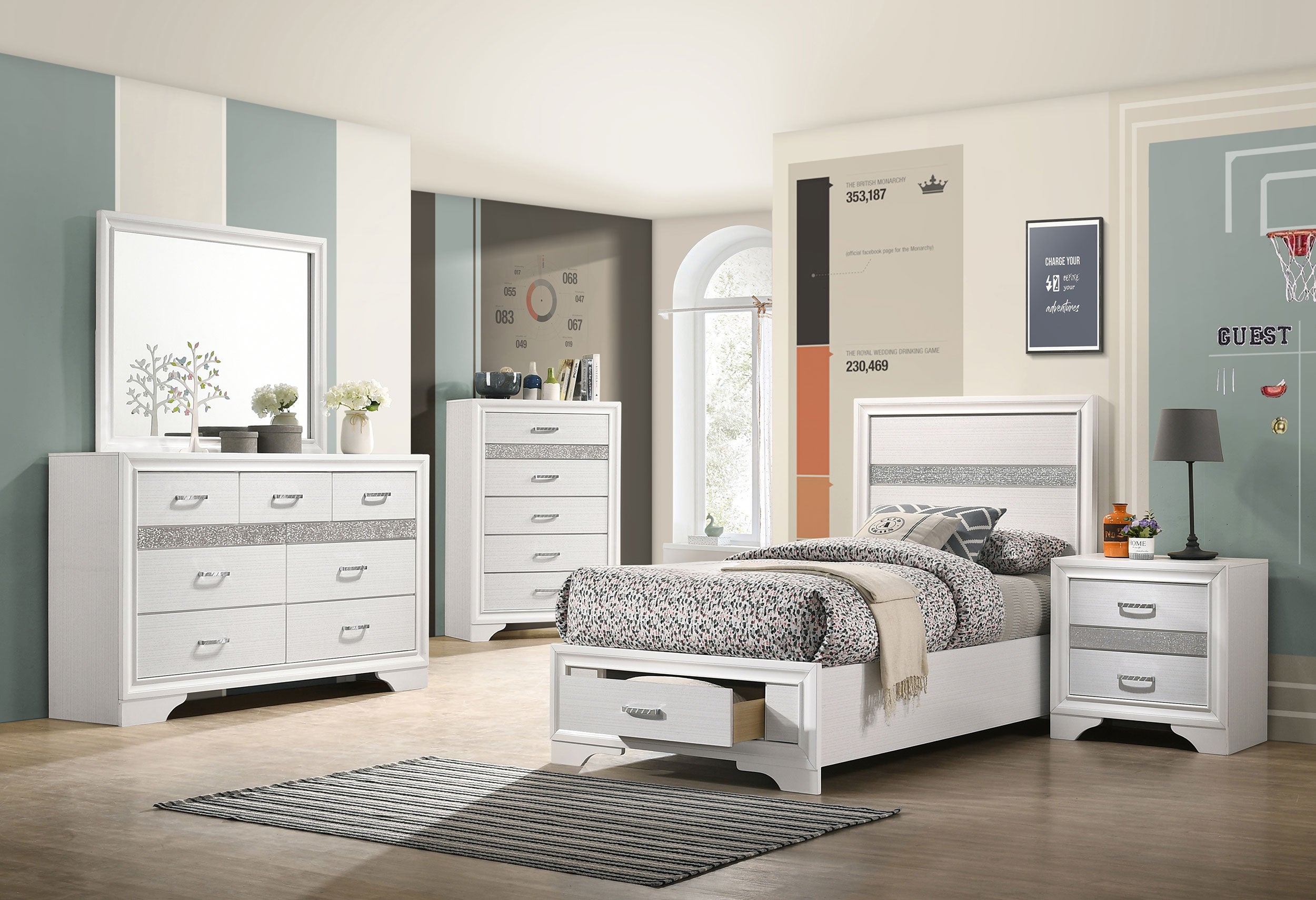Miranda 5-piece Twin Bedroom Set White — view 1