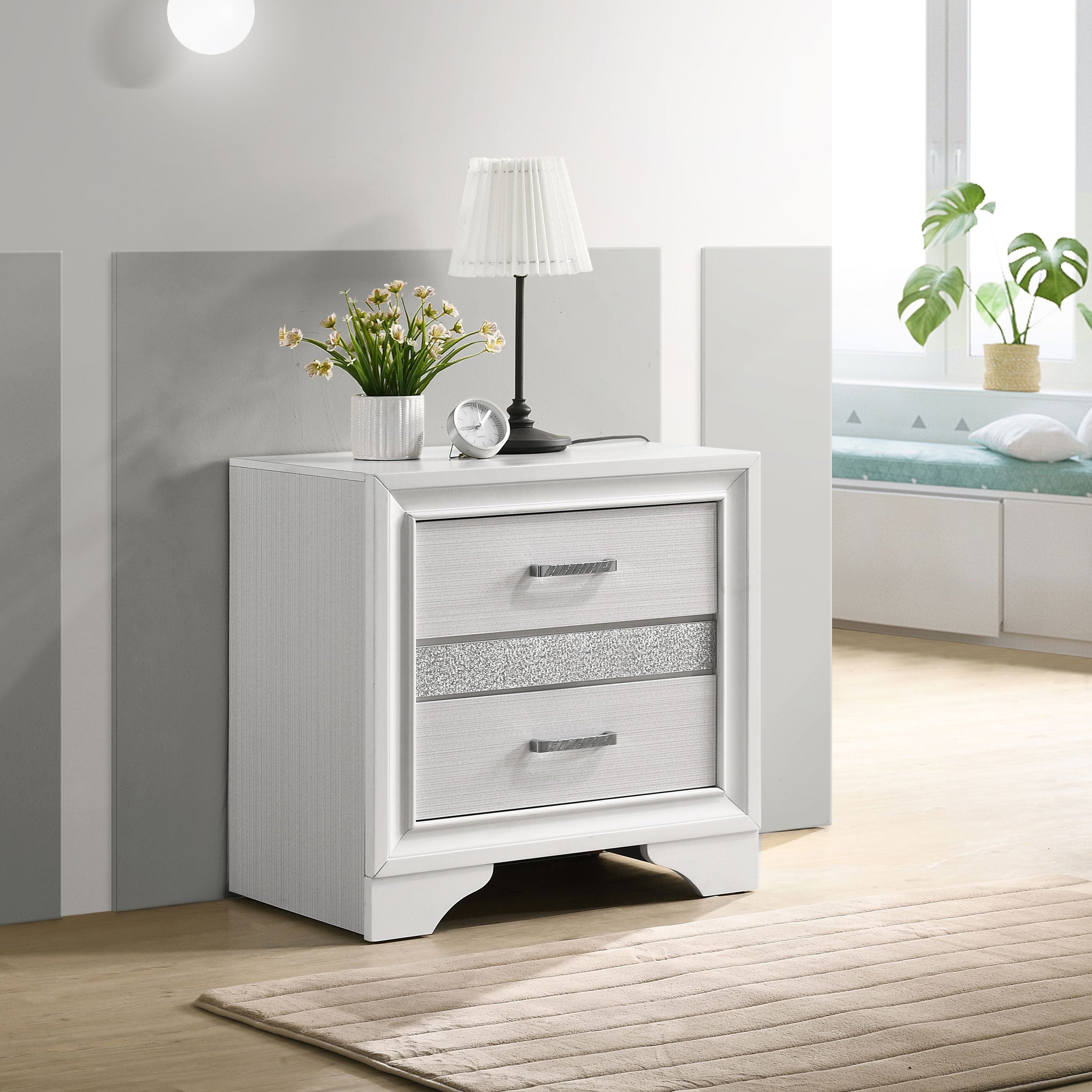 Miranda 3-drawer Nightstand Bedside Table White — view 2