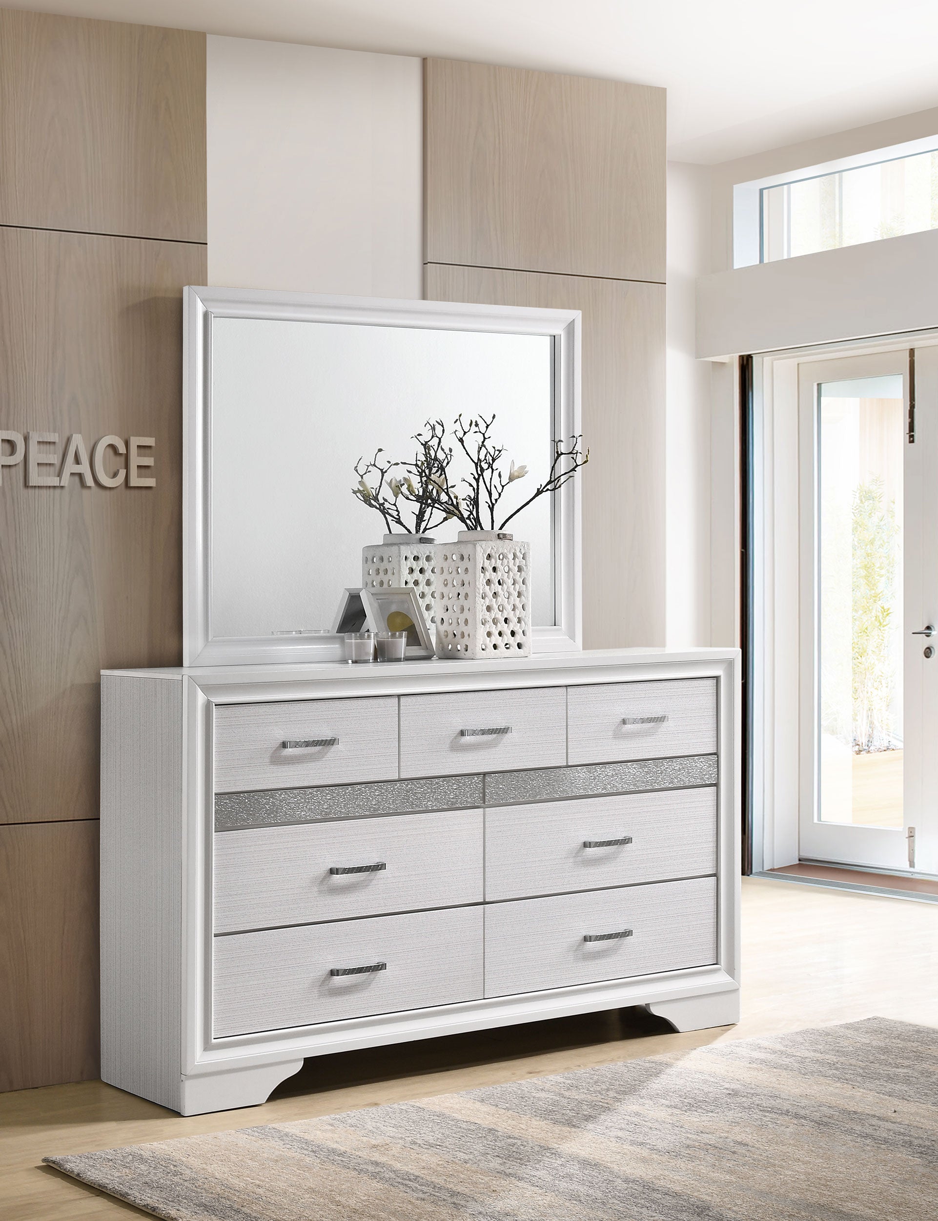 Miranda 7-drawer Dresser with Mirror White — view 2