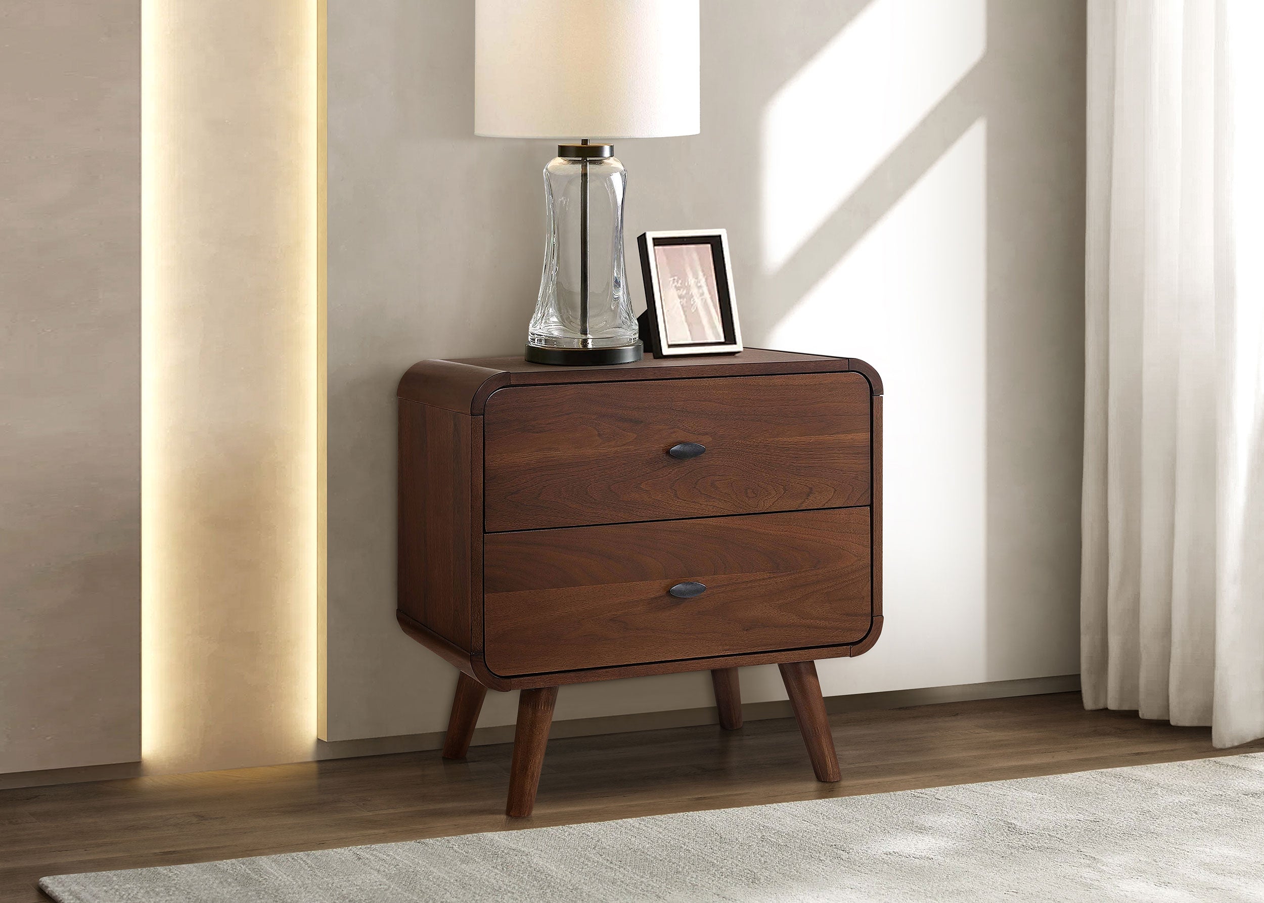 Robyn 2-drawer Nightstand Bedside Table Dark Walnut — view 2