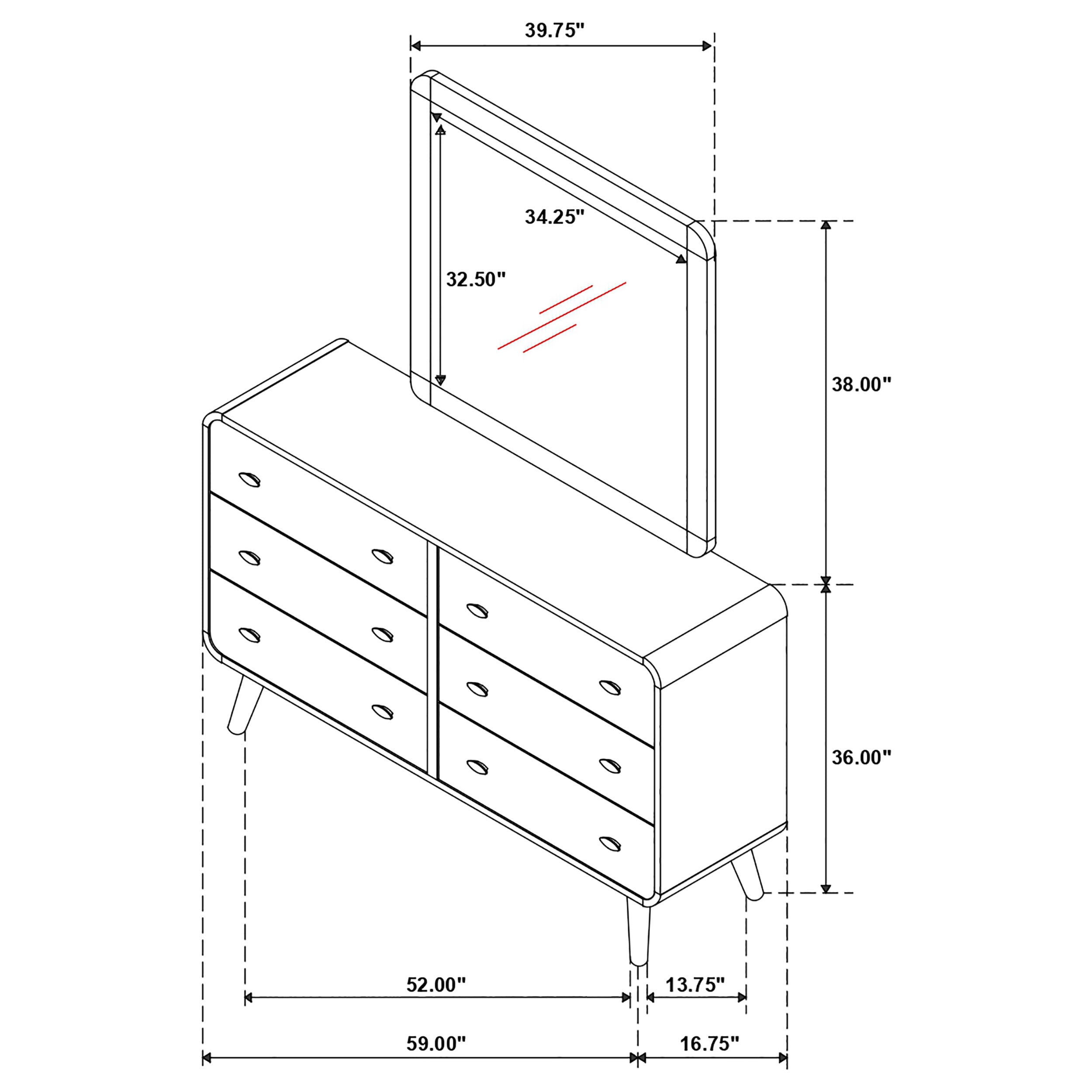 Robyn 6-drawer Dresser with Mirror Dark Walnut — view 12