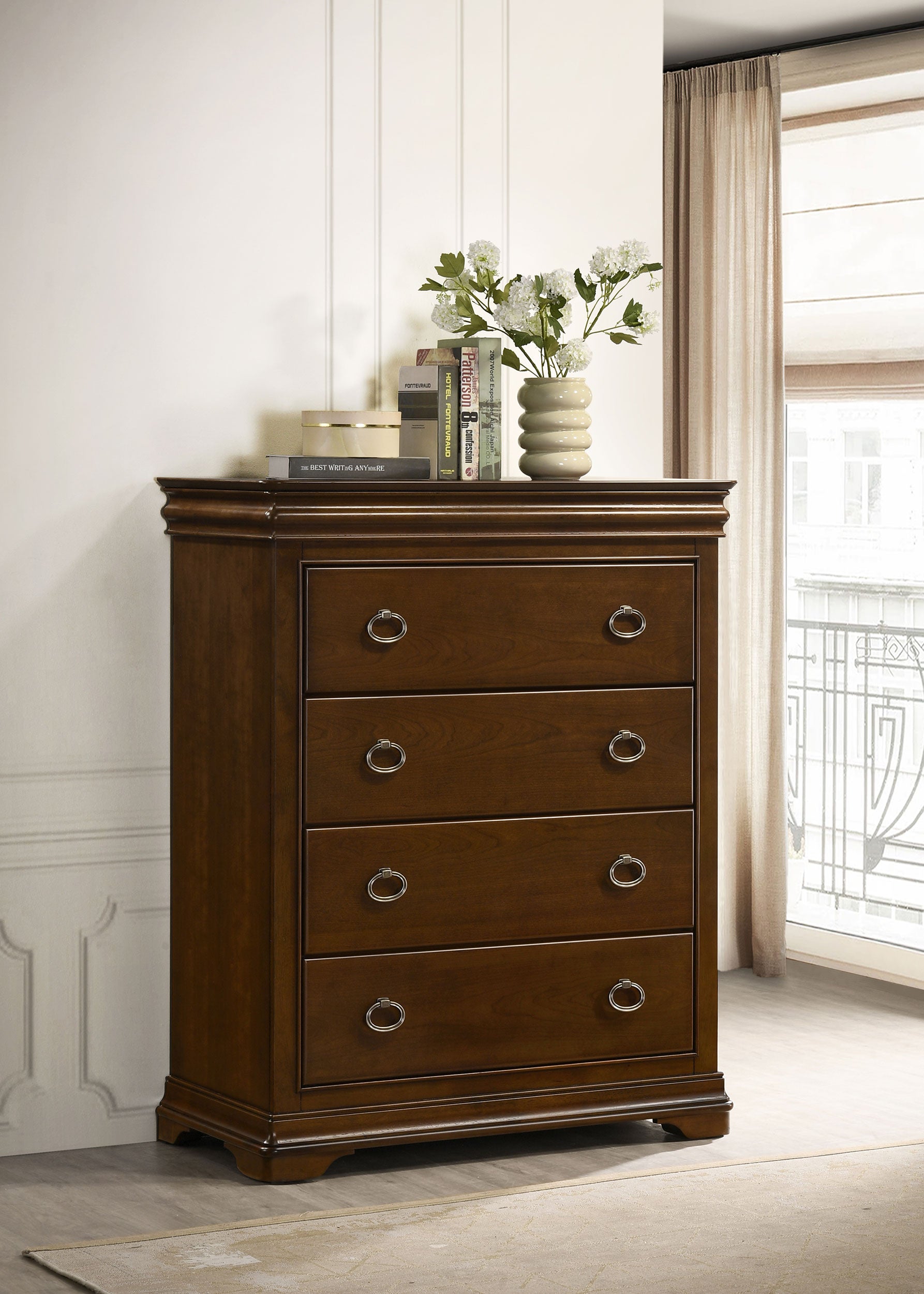 Garland 4-drawer Bedroom Chest of Drawers Brown Cherry — view 2