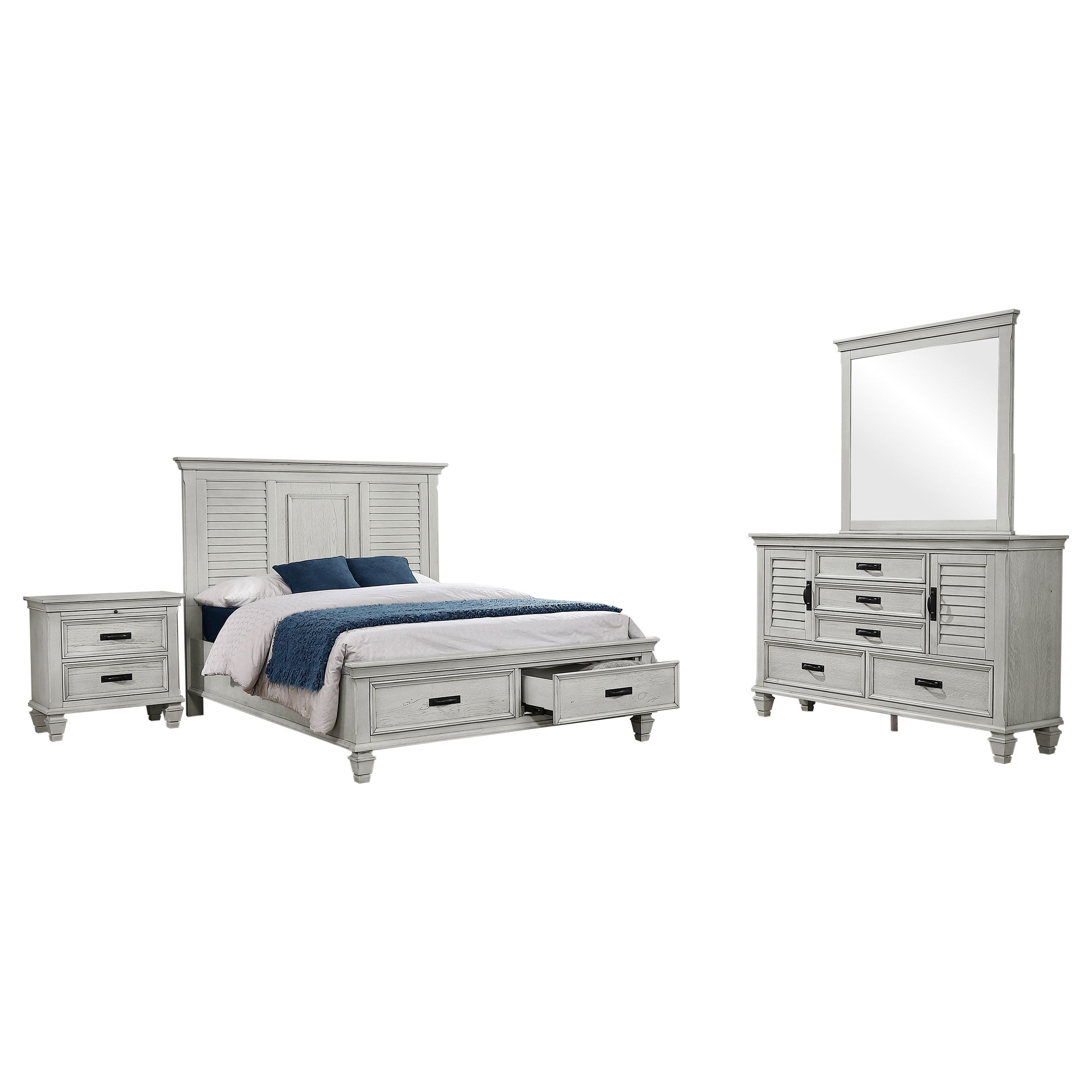 Franco 4-piece Queen Bedroom Set Distressed White — view 2
