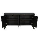 Refined Industrial 4 Door Credenza With Arc Legs & Bronze Clasps