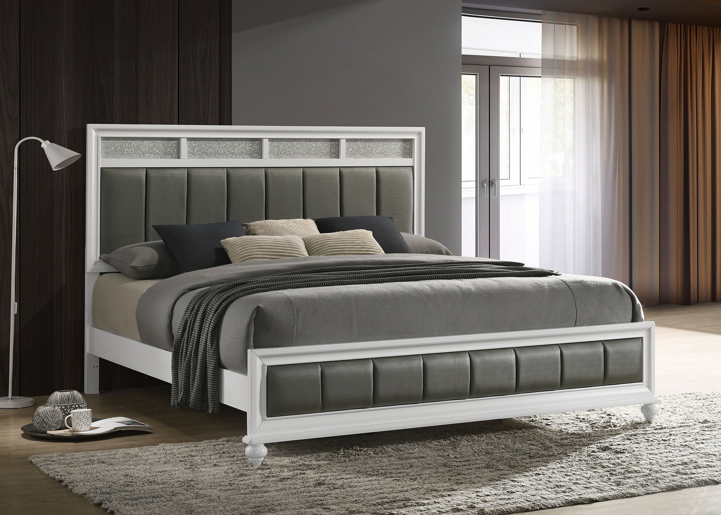 Barzini Wood Eastern King Panel Bed White — view 2