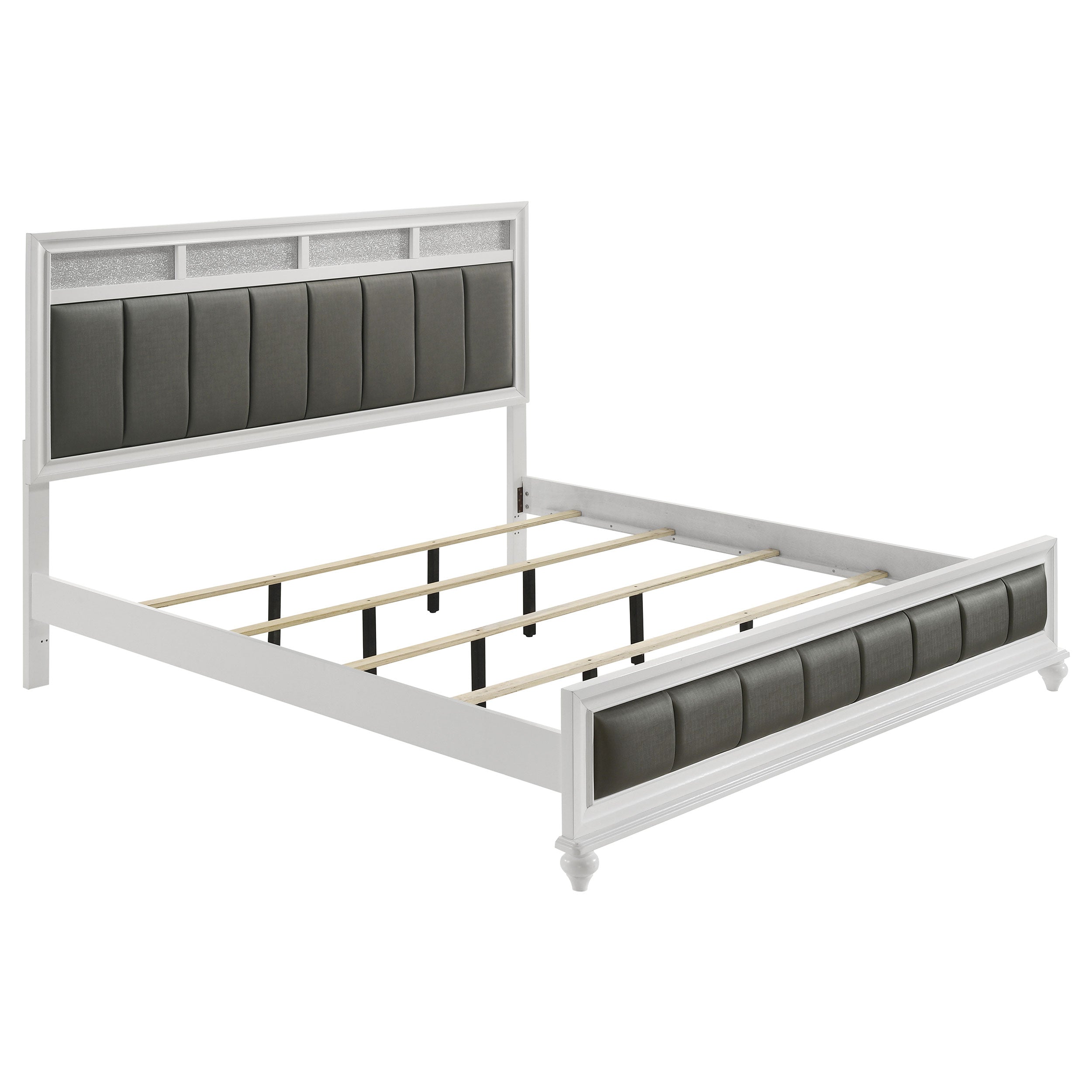 Barzini Wood Eastern King Panel Bed White — view 1