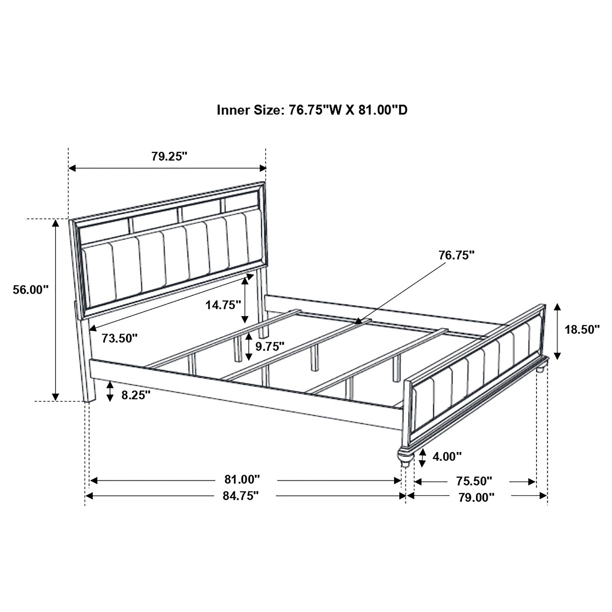 Barzini Wood Eastern King Panel Bed White — view 11