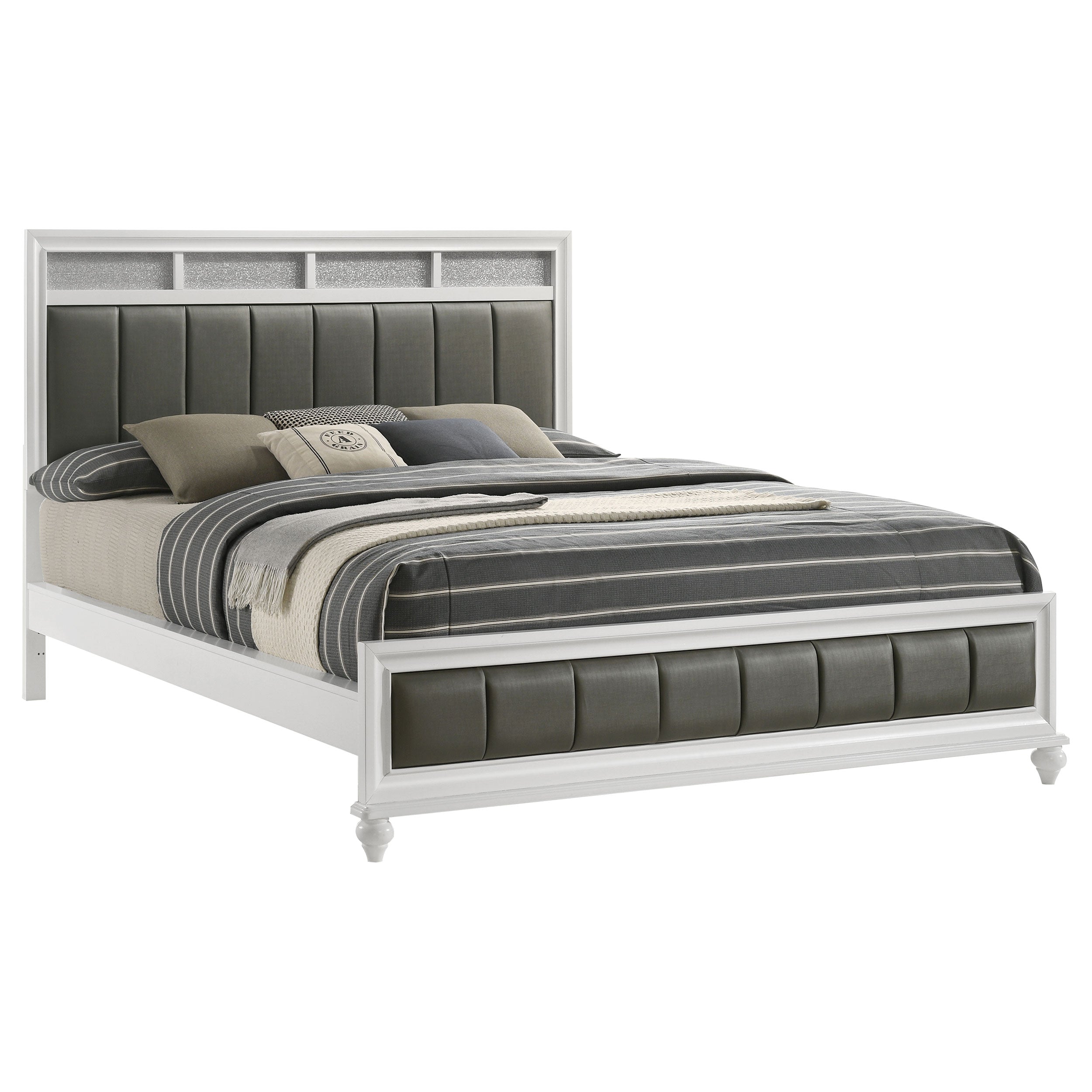 Barzini Wood California King Panel Bed White — view 3
