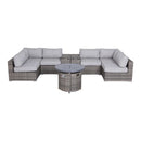 Wicker Outdoor Lounge Set With Cushions And Fire Pit