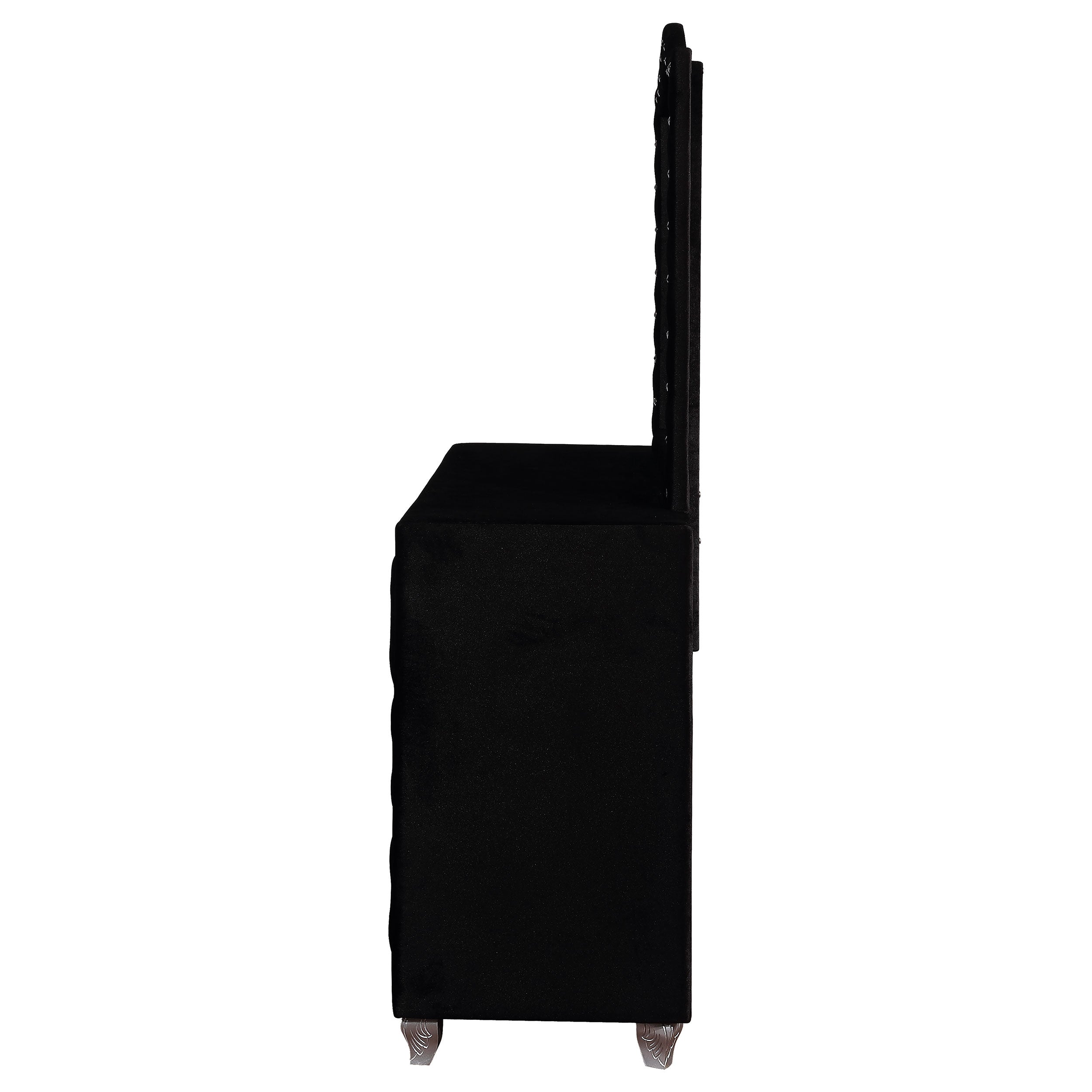 Deanna 7-drawer Upholstered Dresser with Mirror Black — view 5