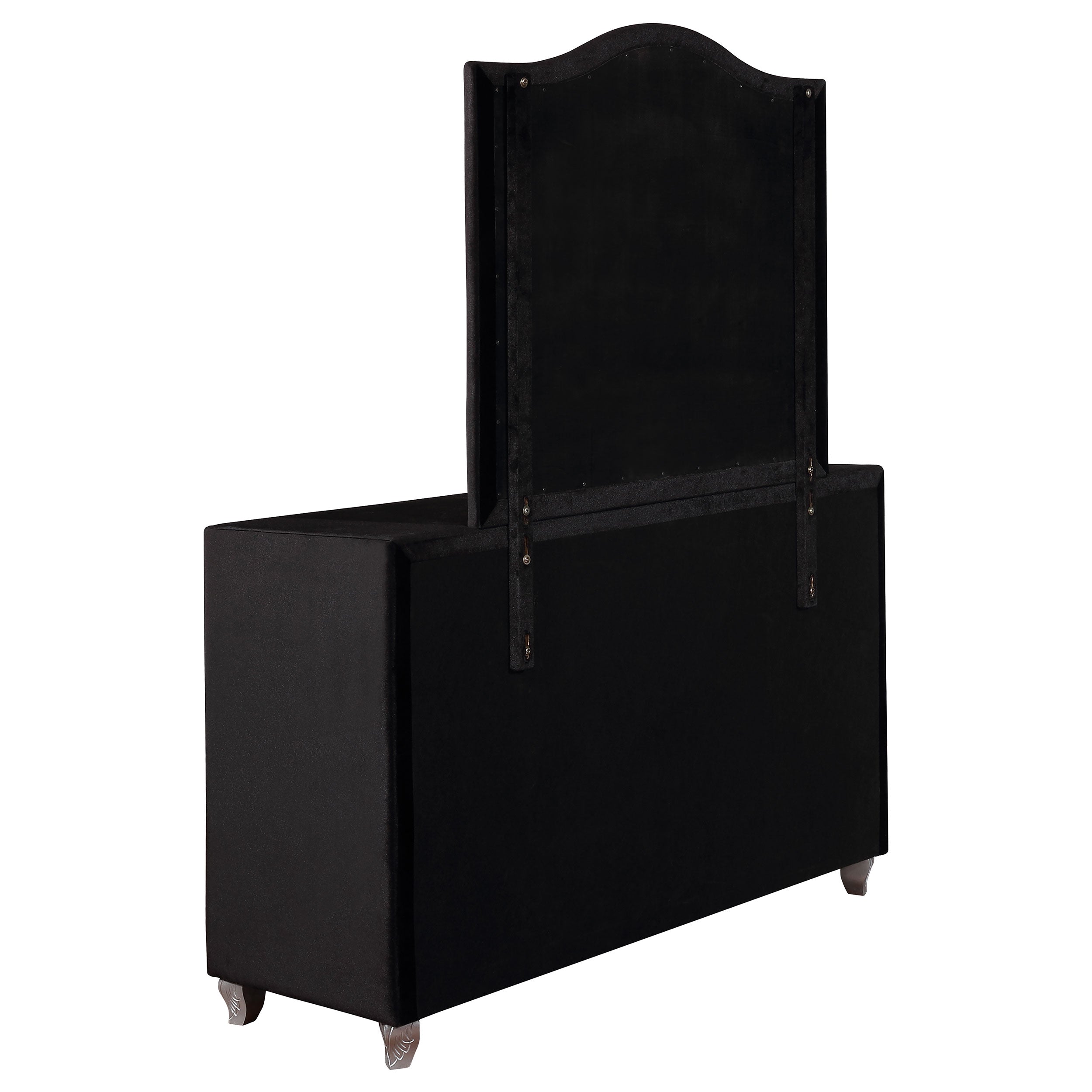 Deanna 7-drawer Upholstered Dresser with Mirror Black — view 6