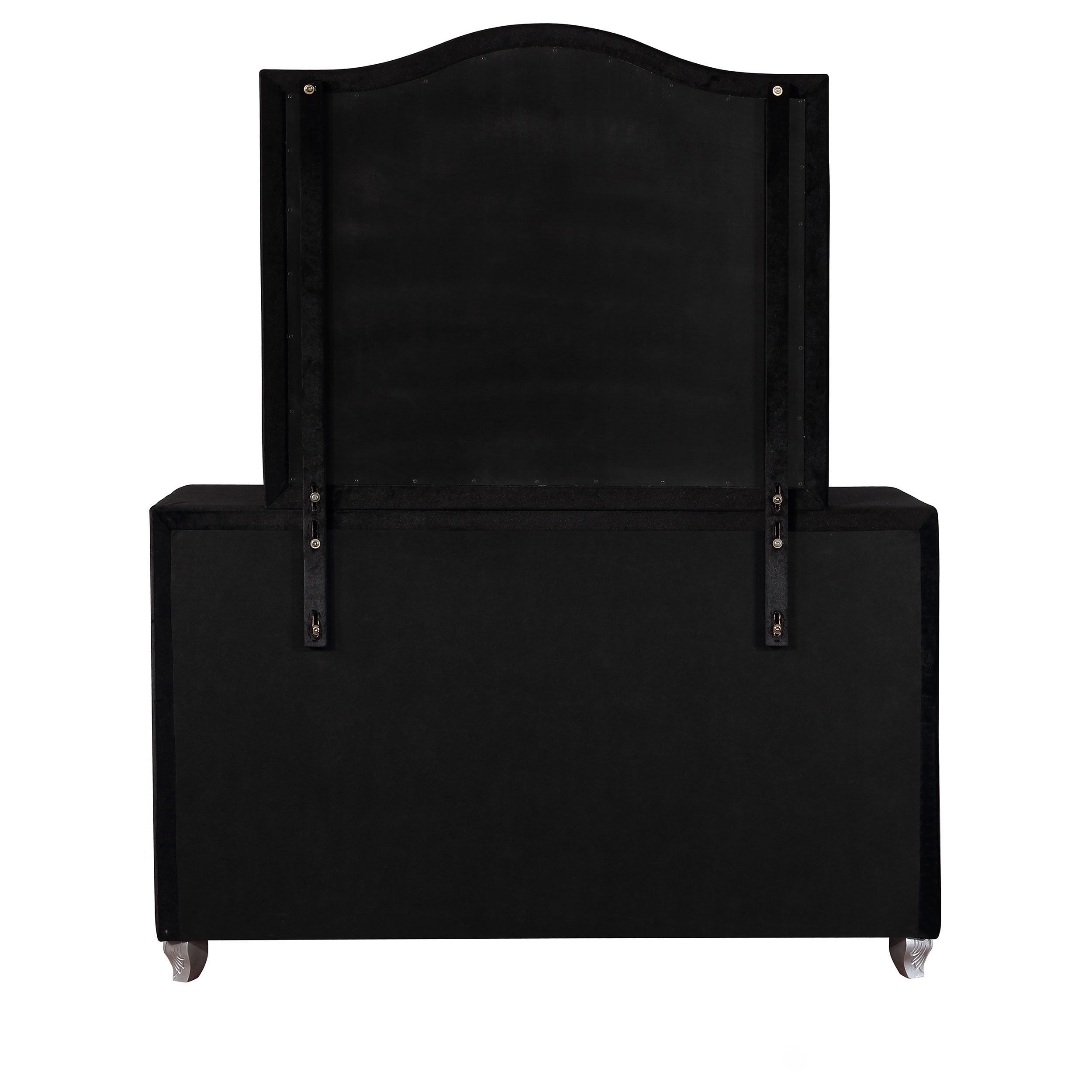 Deanna 7-drawer Upholstered Dresser with Mirror Black — view 7