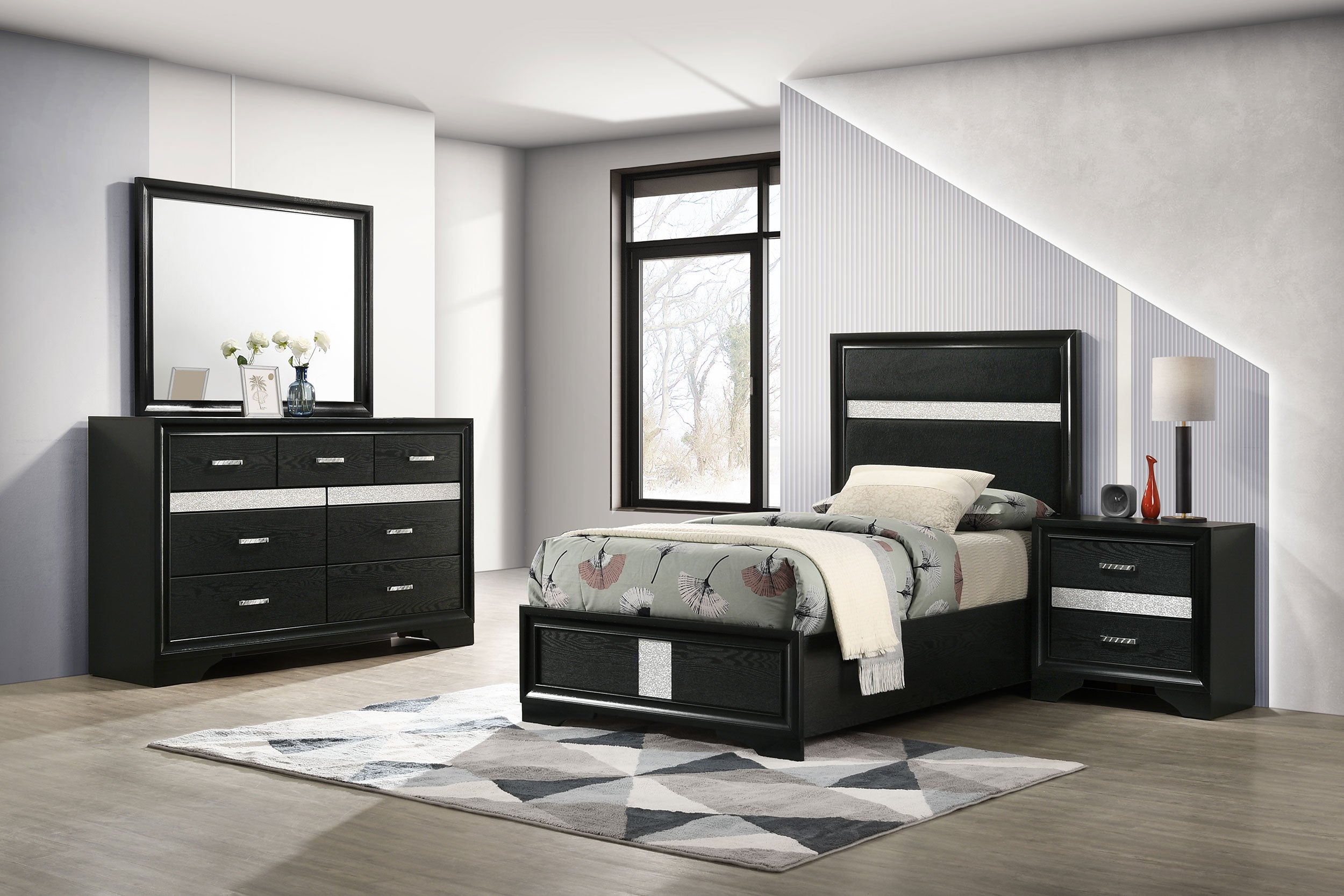 Miranda 4-piece Twin Bedroom Set Black — view 1