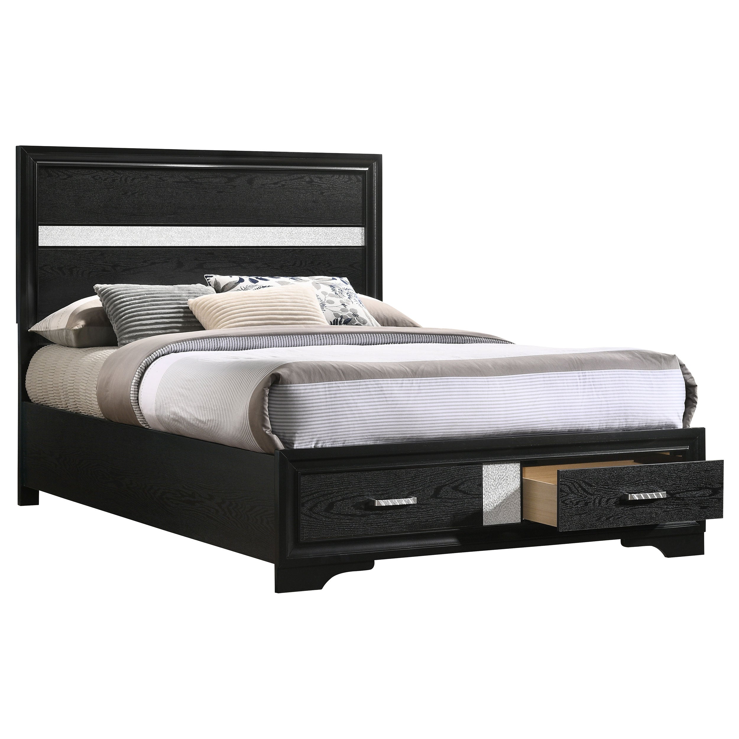 Miranda 51-inch Wood Full Storage Panel Bed Black — view 3