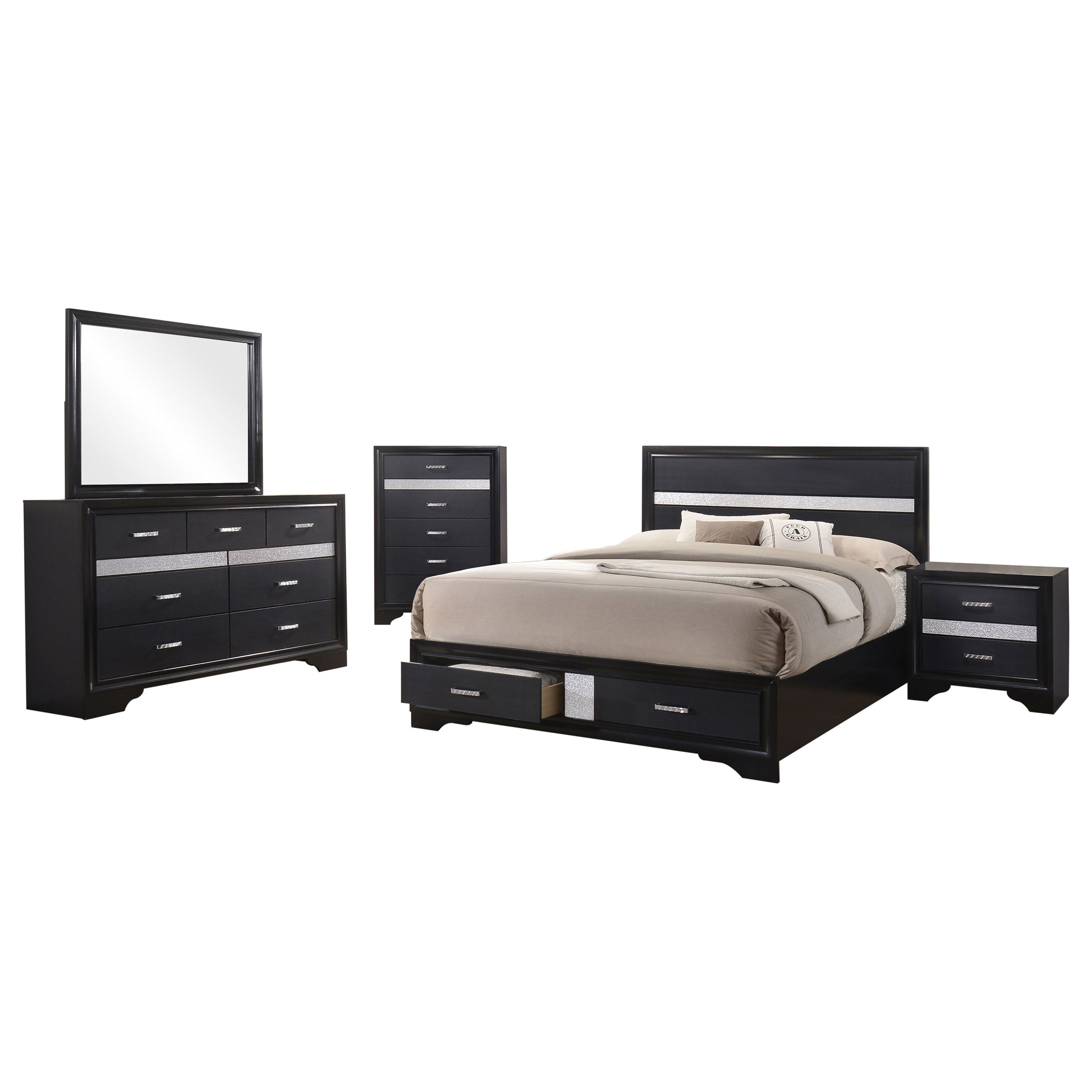 Miranda 5-piece Eastern King Bedroom Set Black — view 2