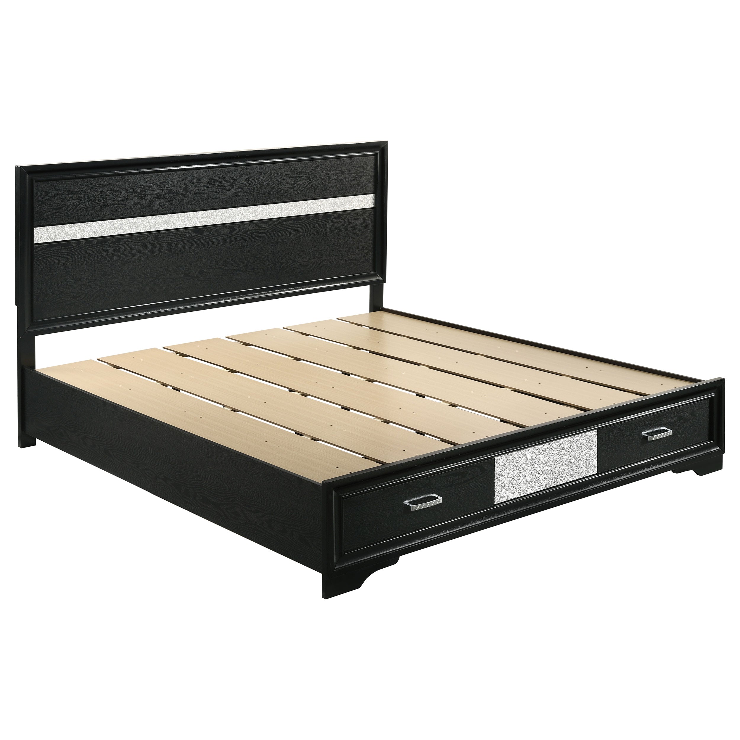 Miranda 51-inch Wood Eastern King Storage Panel Bed Black — view 1