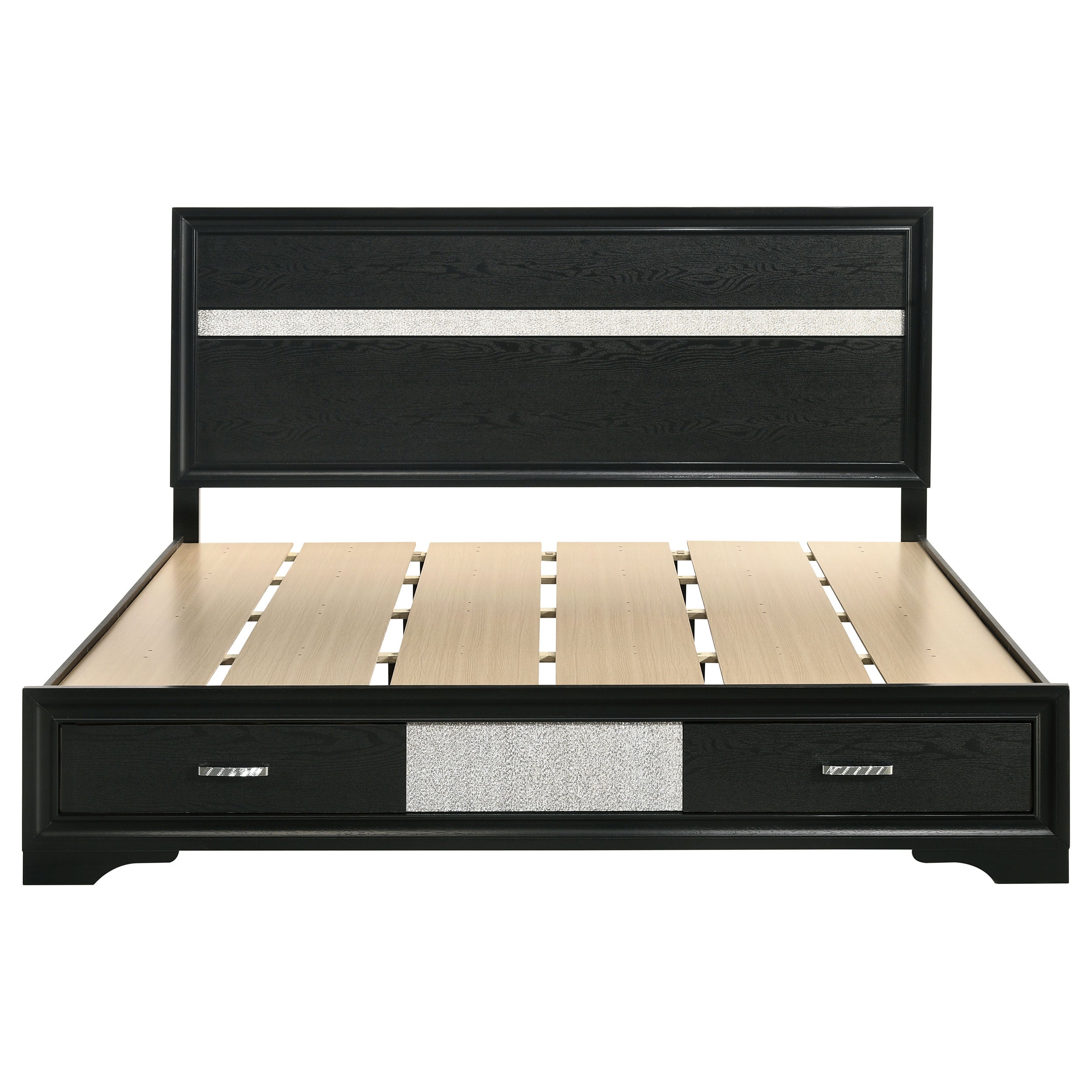 Miranda 51-inch Wood Eastern King Storage Panel Bed Black — view 4