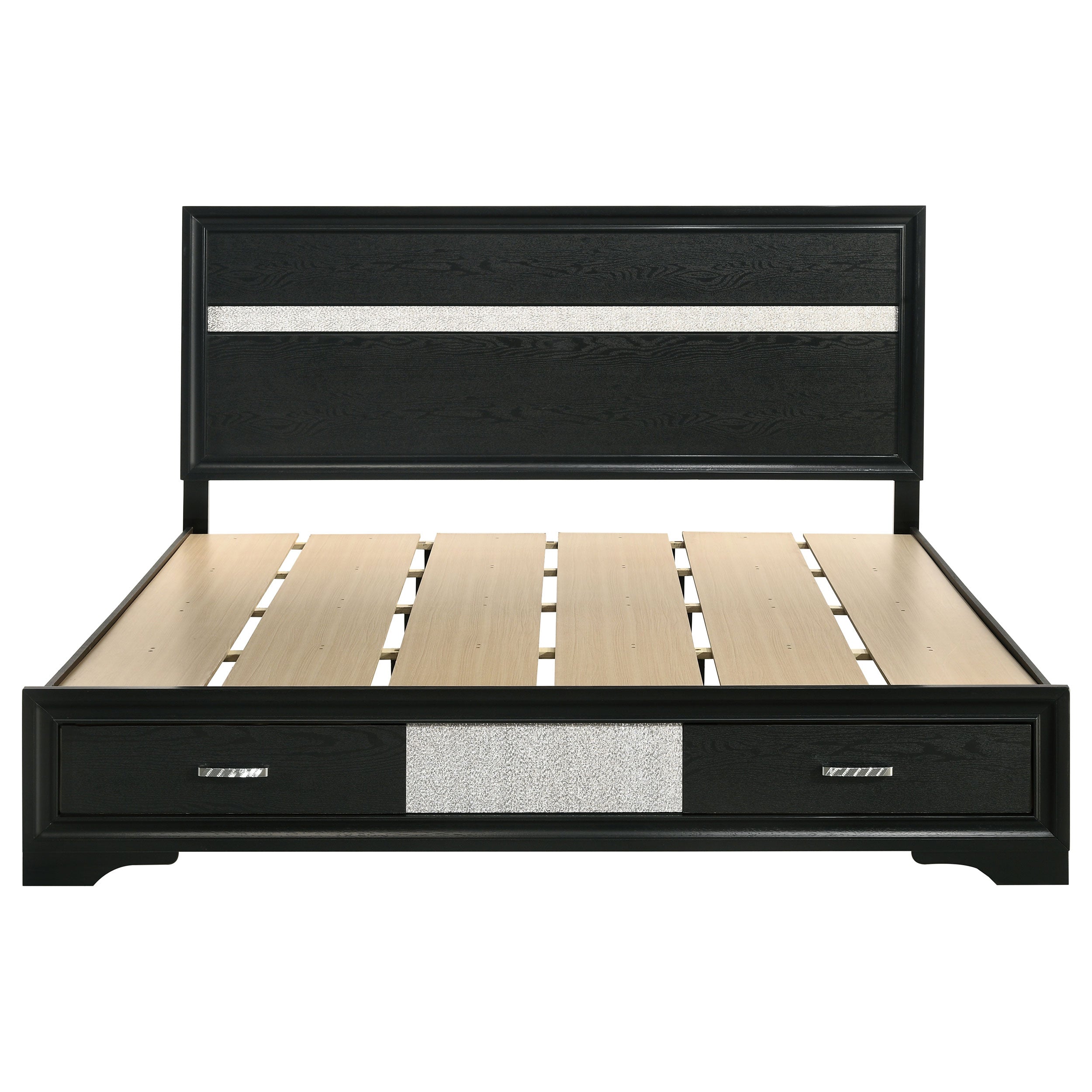 Miranda 51-inch Wood California King Storage Panel Bed Black — view 4