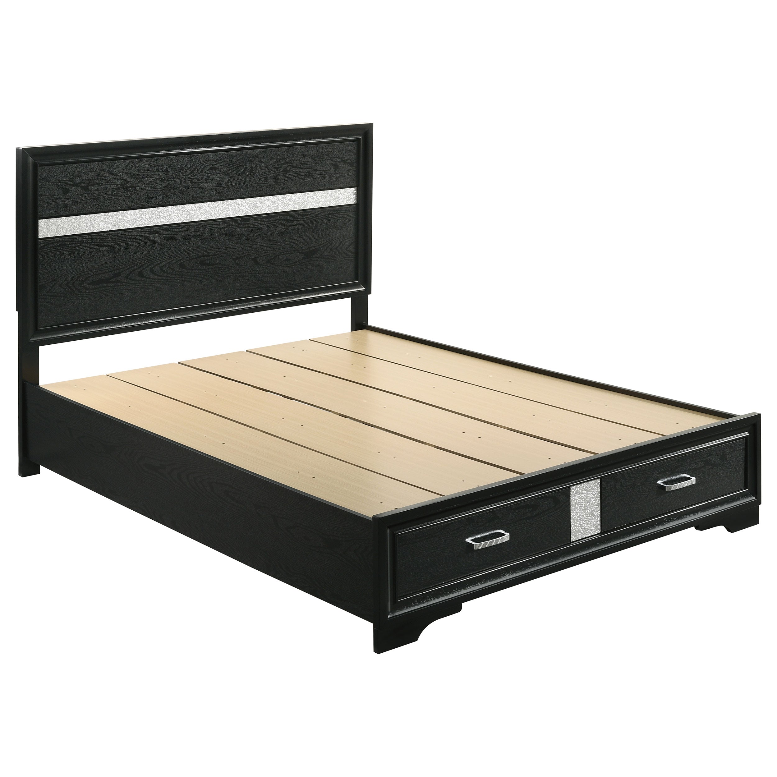 Miranda 51-inch Wood Queen Storage Panel Bed Black — view 1