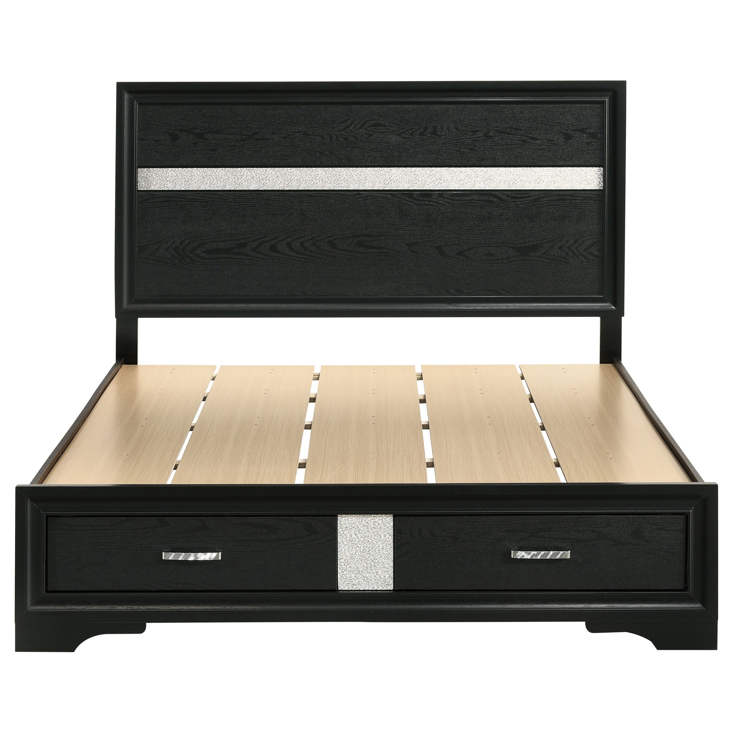 Miranda 51-inch Wood Queen Storage Panel Bed Black — view 4