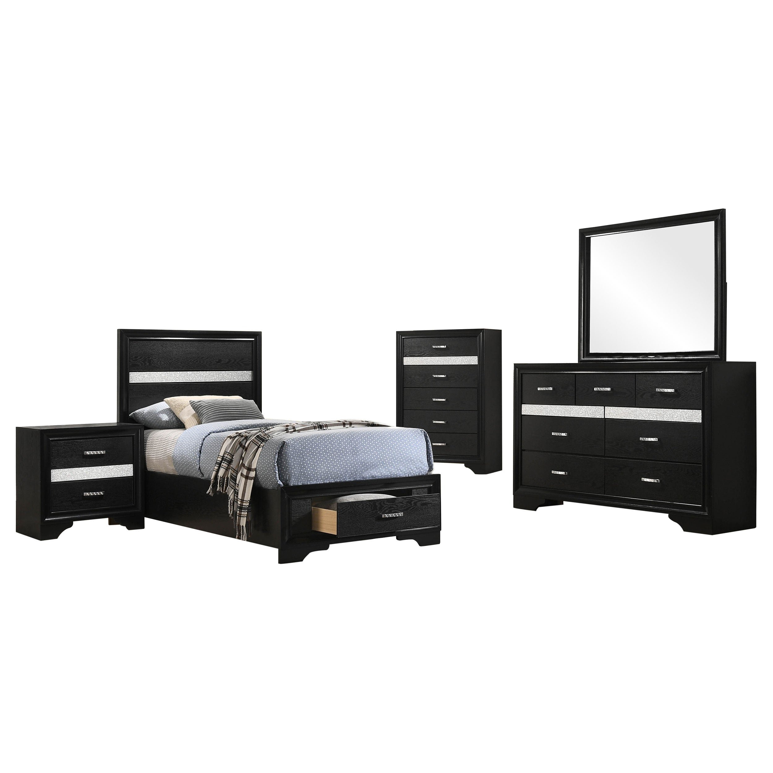 Miranda 5-piece Twin Bedroom Set Black — view 2