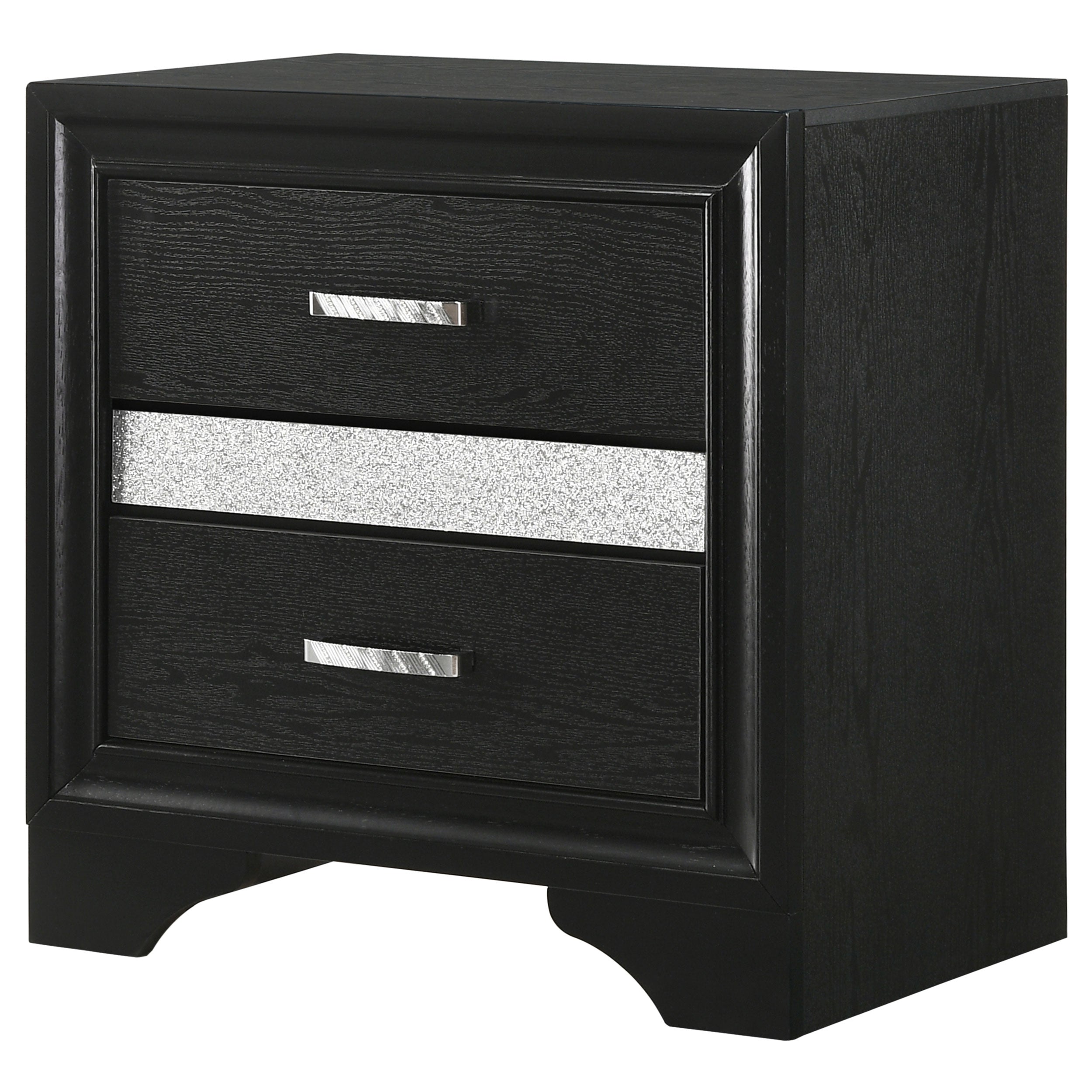 Miranda 3-drawer Nightstand Bedside Table Black — view 4