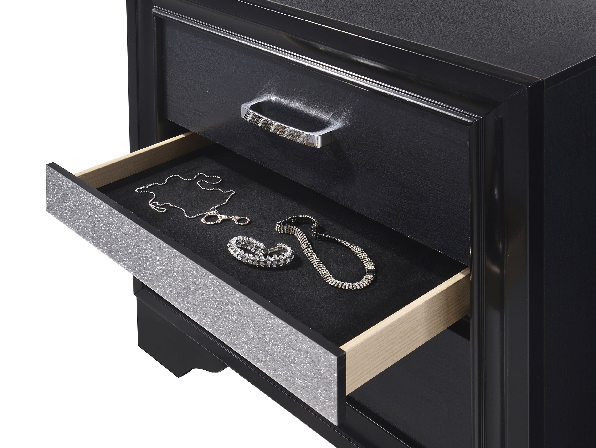 Miranda 3-drawer Nightstand Bedside Table Black — view 10
