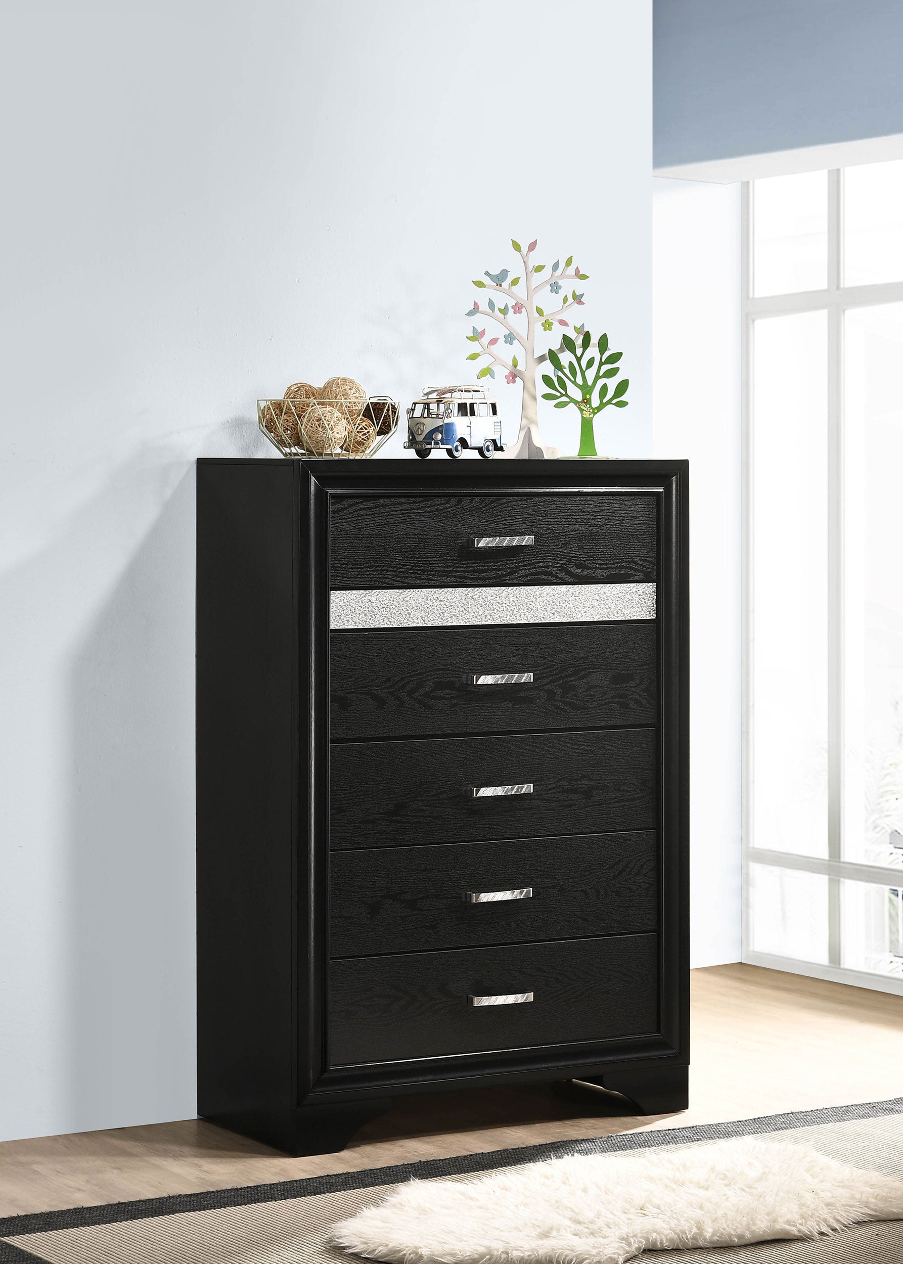 Miranda 6-drawer Bedroom Chest Black — view 2