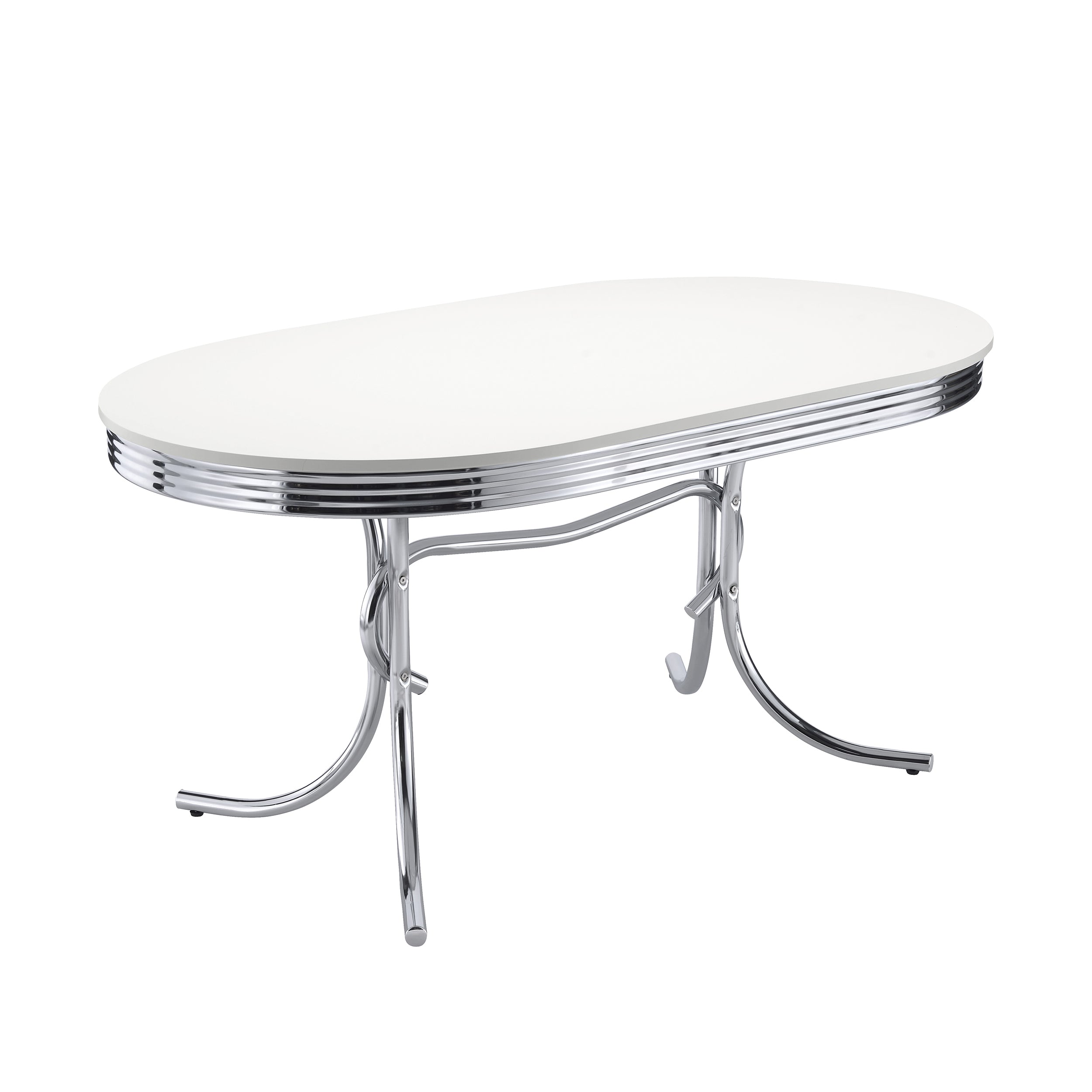Retro 5-piece Oval Dining Table Set White and Black — view 3