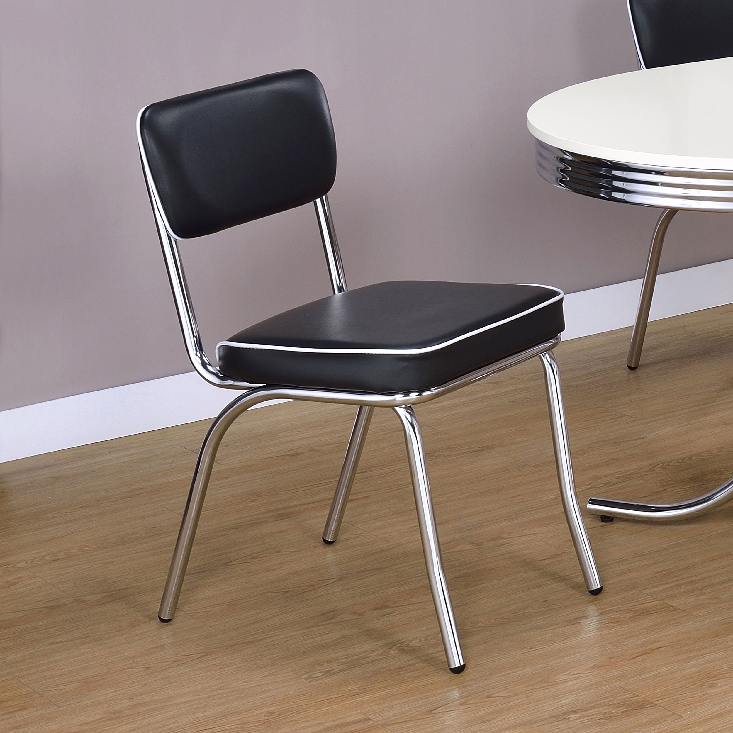 Retro Upholstered Dining Side Chair Black (Set of 2) — view 2