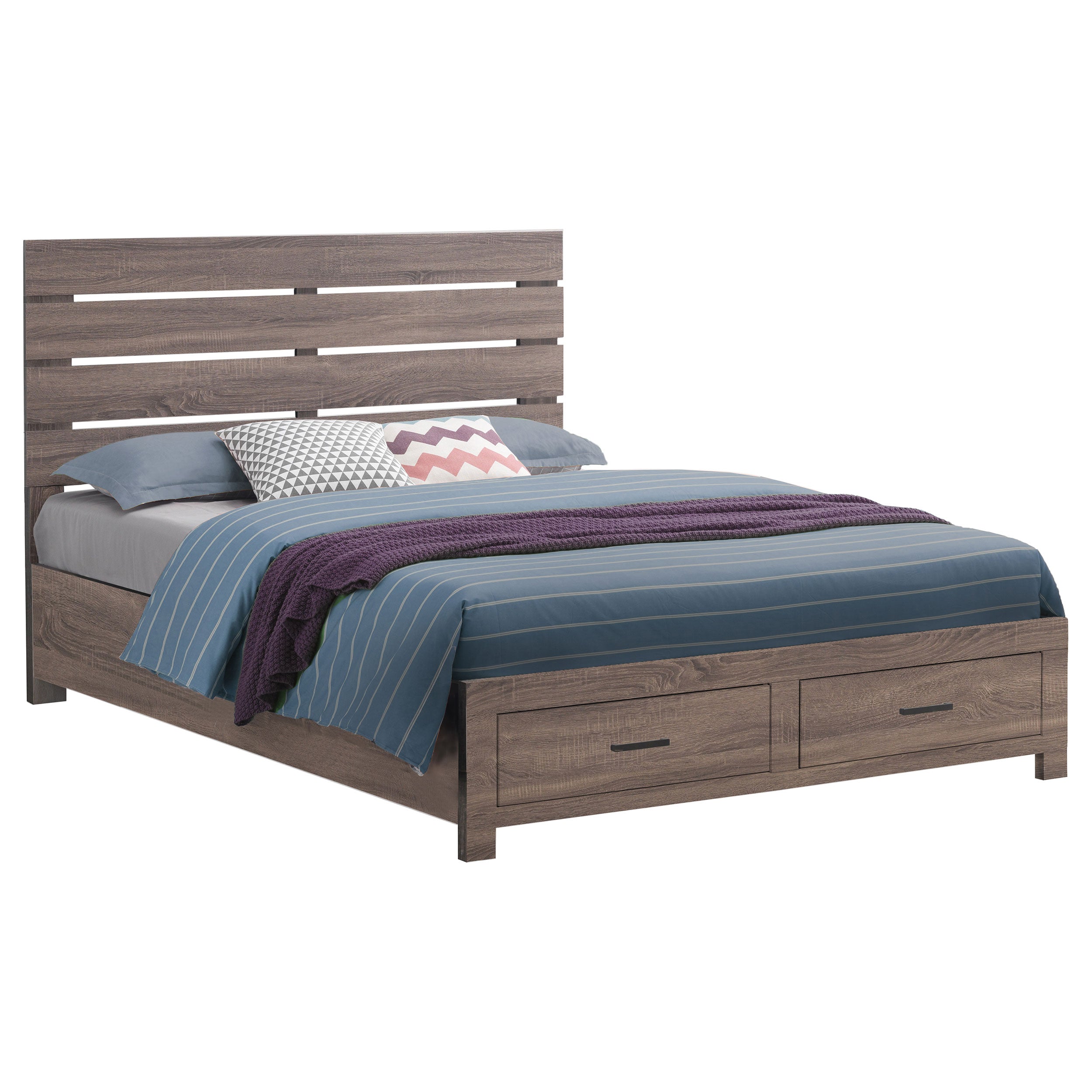 Brantford Wood Queen Storage Panel Bed Barrel Oak — view 3