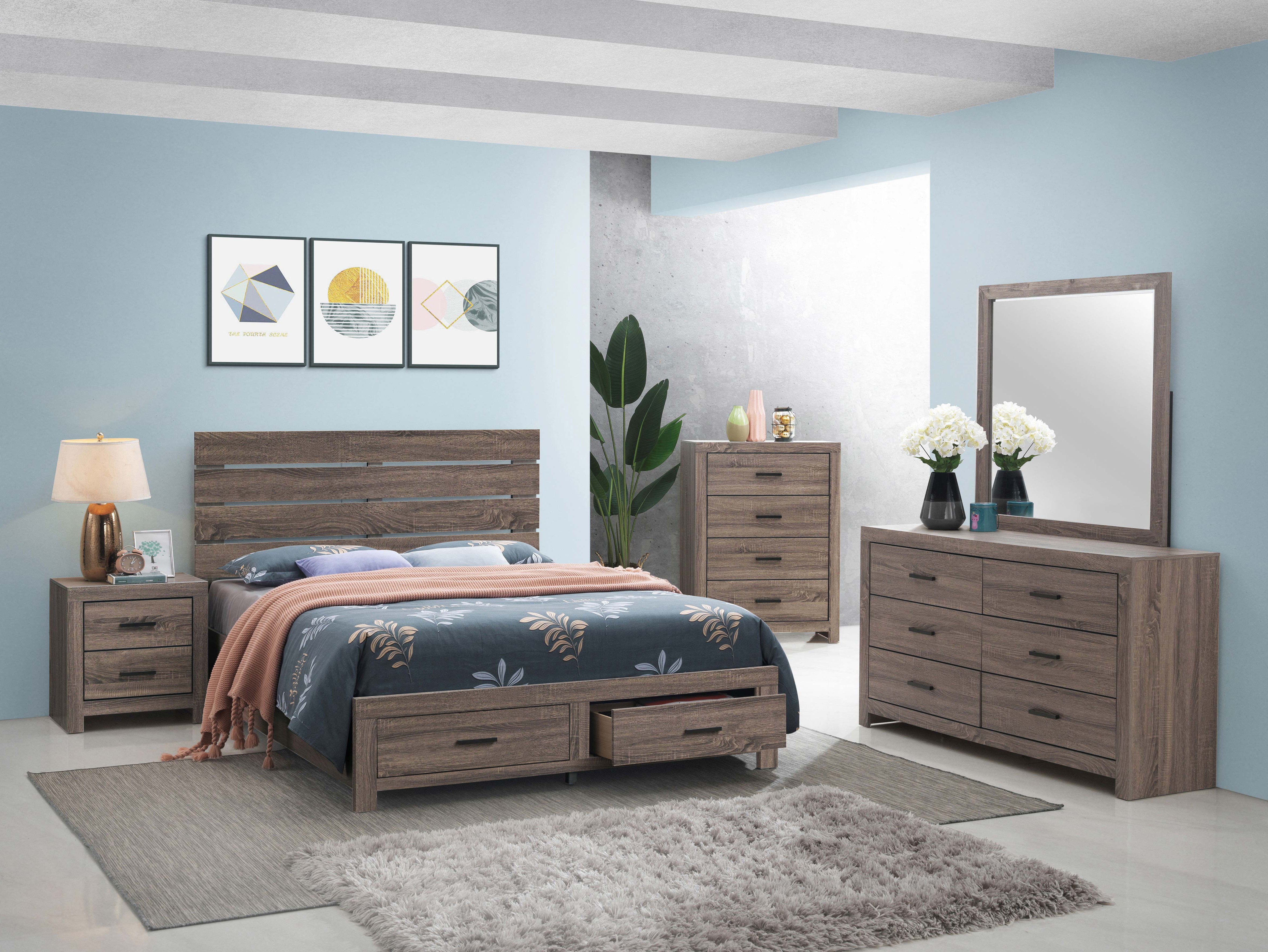 Brantford Wood Queen Storage Panel Bed Barrel Oak — view 8