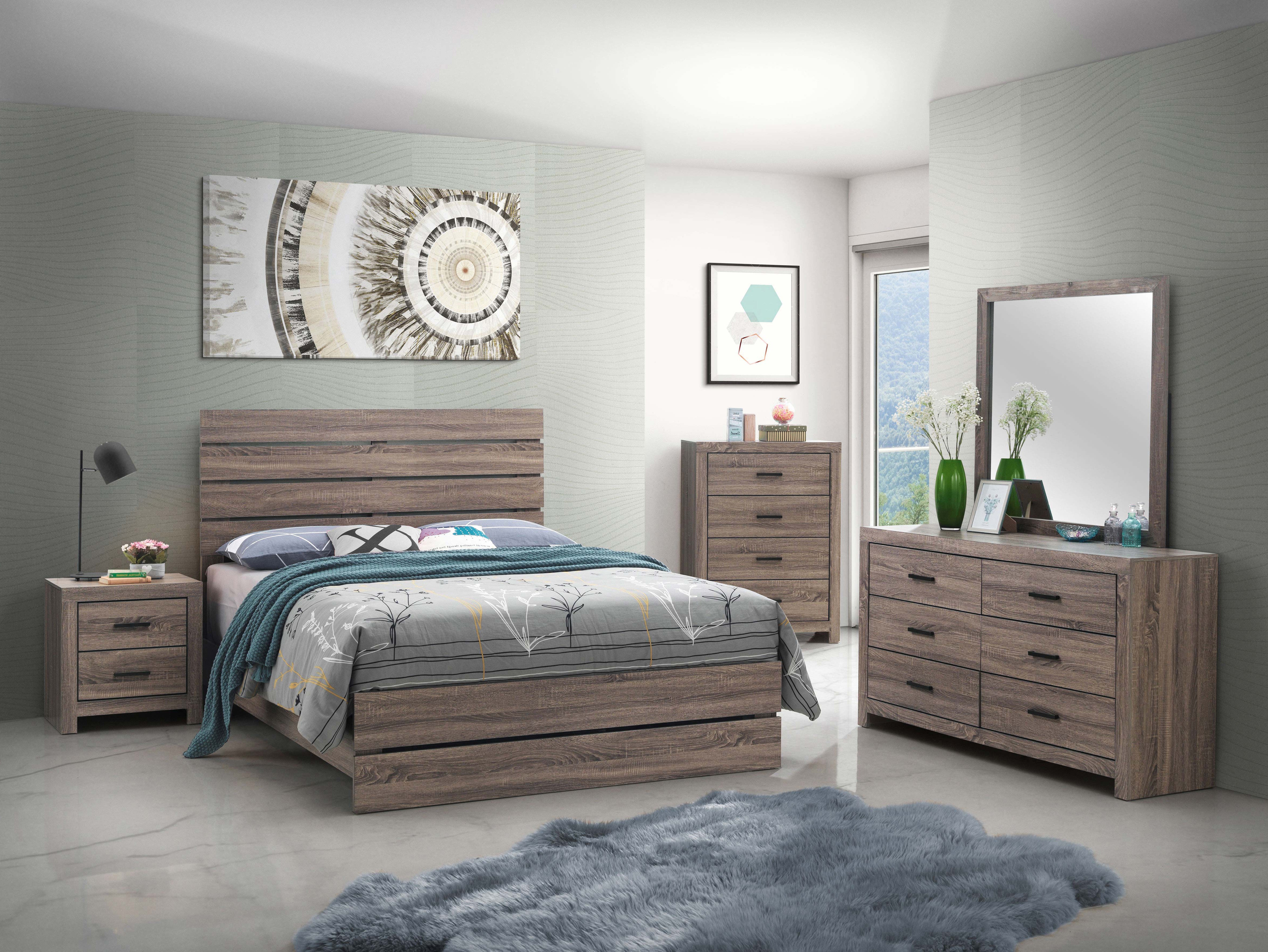 Brantford Wood Queen Panel Bed Barrel Oak — view 7