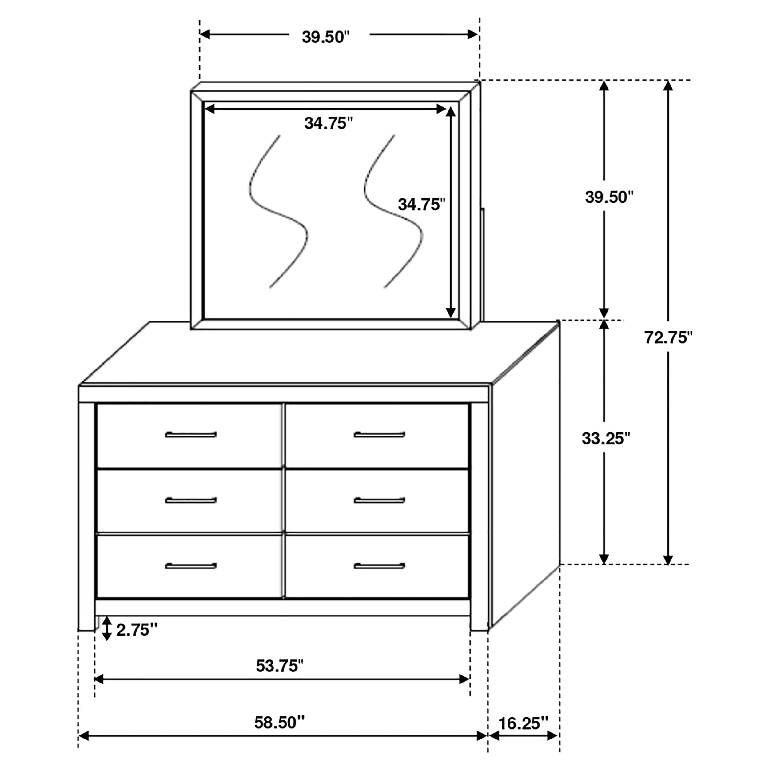 Brantford 6-drawer Dresser with Mirror Barrel Oak — view 12