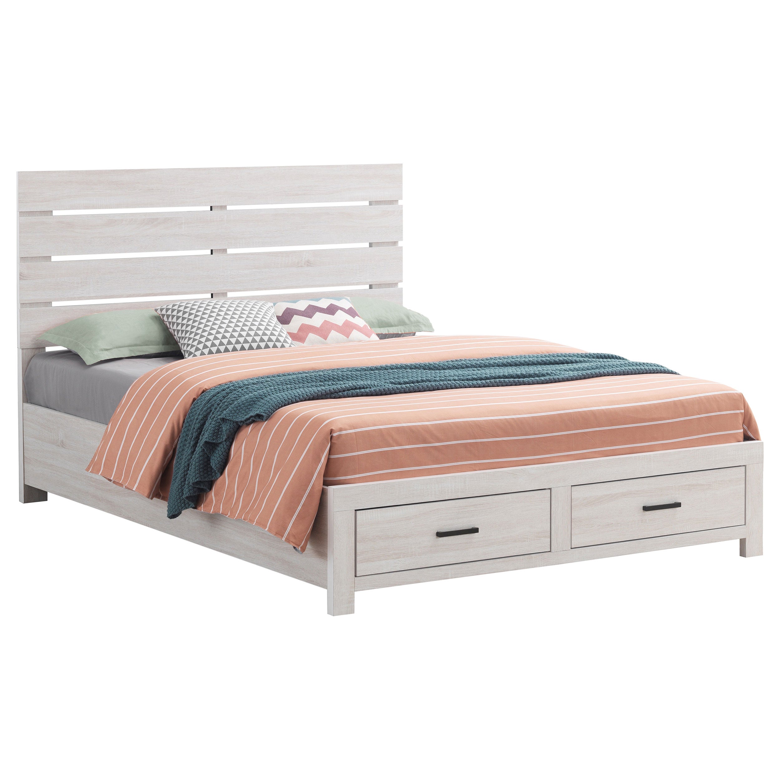 Brantford Wood Queen Storage Panel Bed Coastal White — view 3