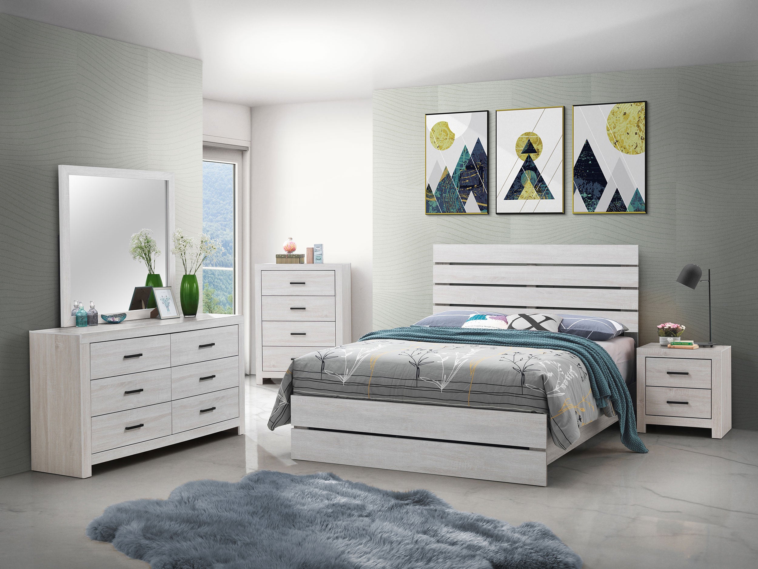 Brantford Wood Eastern King Panel Bed Coastal White — view 9