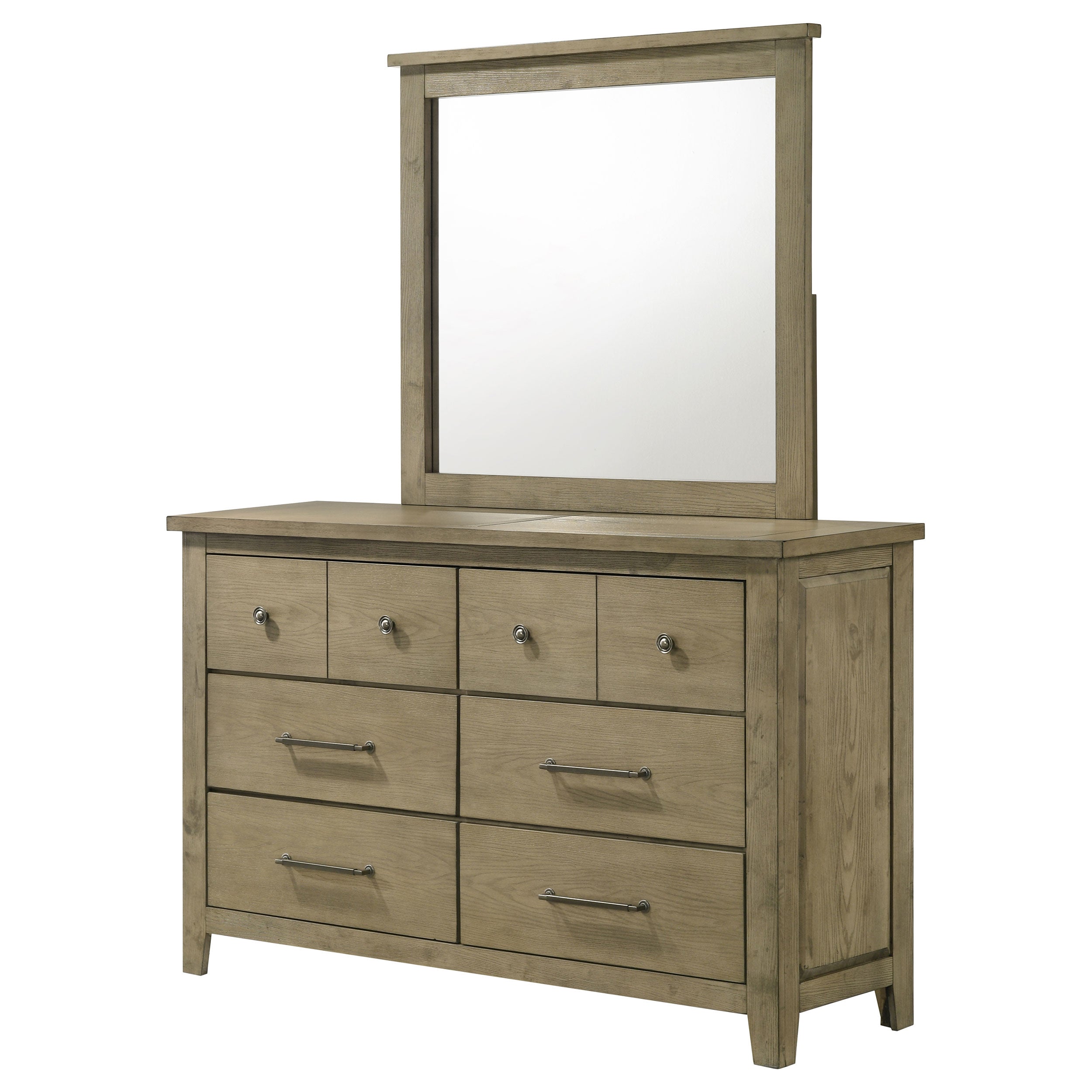 Hazlewood 6-drawer Bedroom Dresser with Mirror Vineyard Oak — view 4